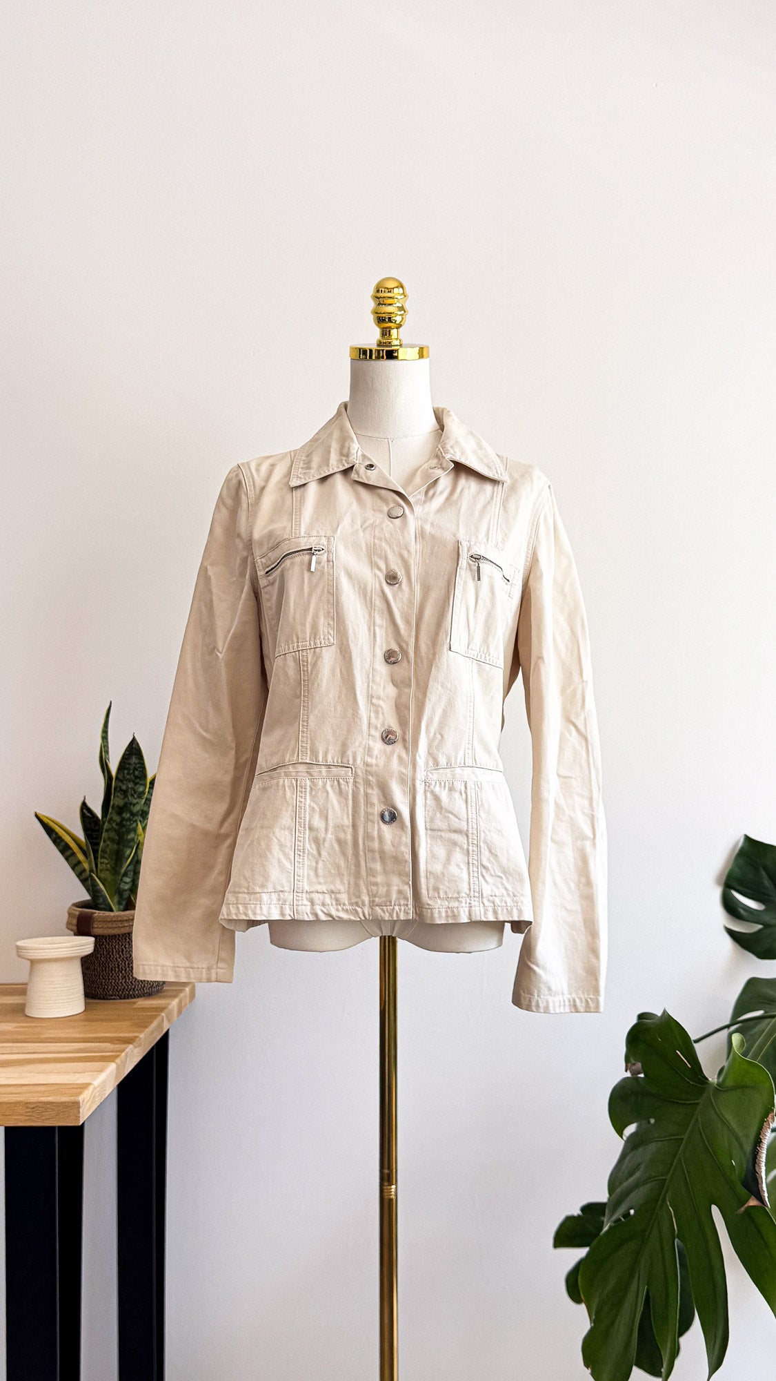 Veste beige Caroll coton boutons pression taille 42