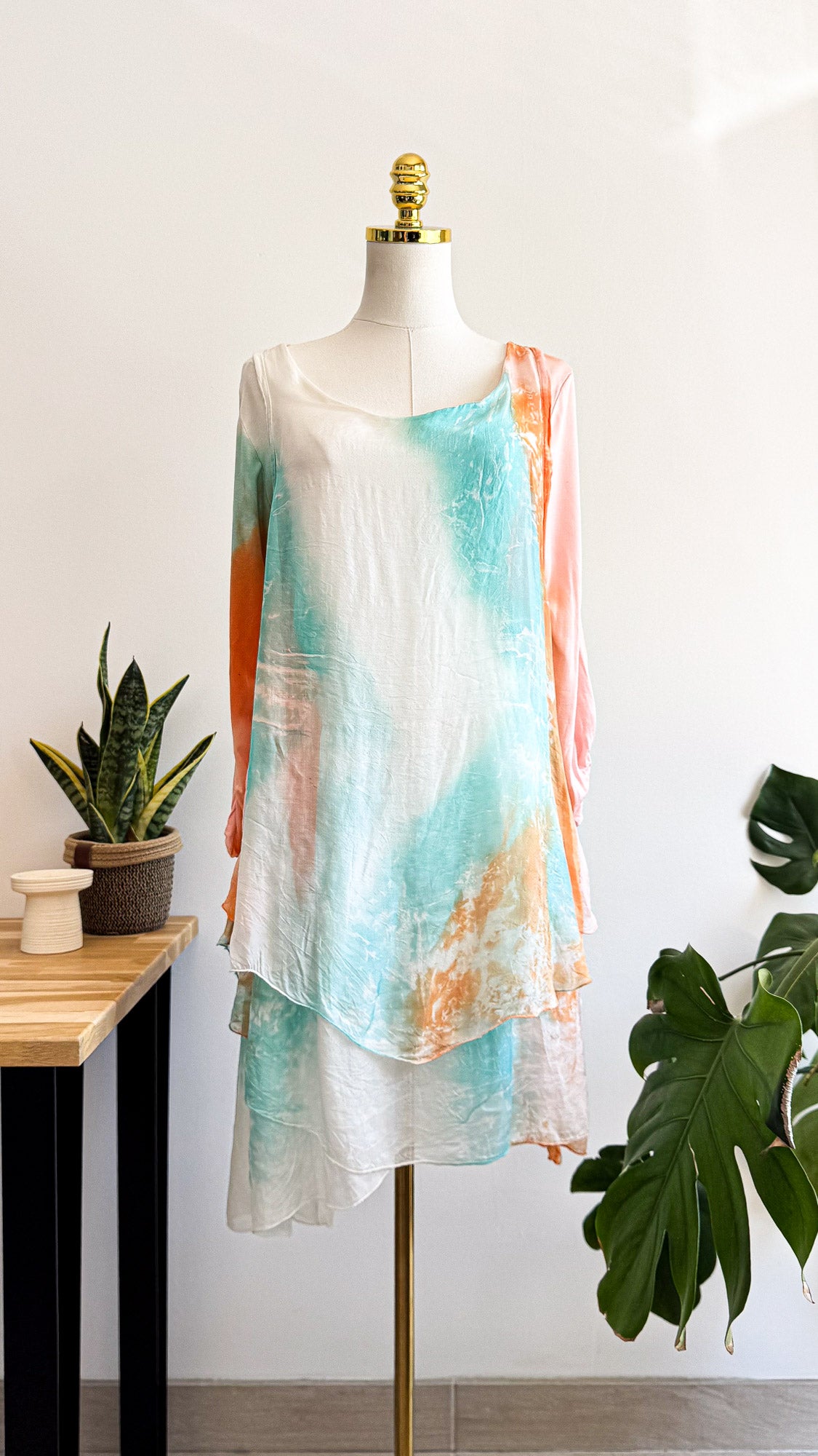 Robe tunique tie-dye soie viscose M - Pronto Moda