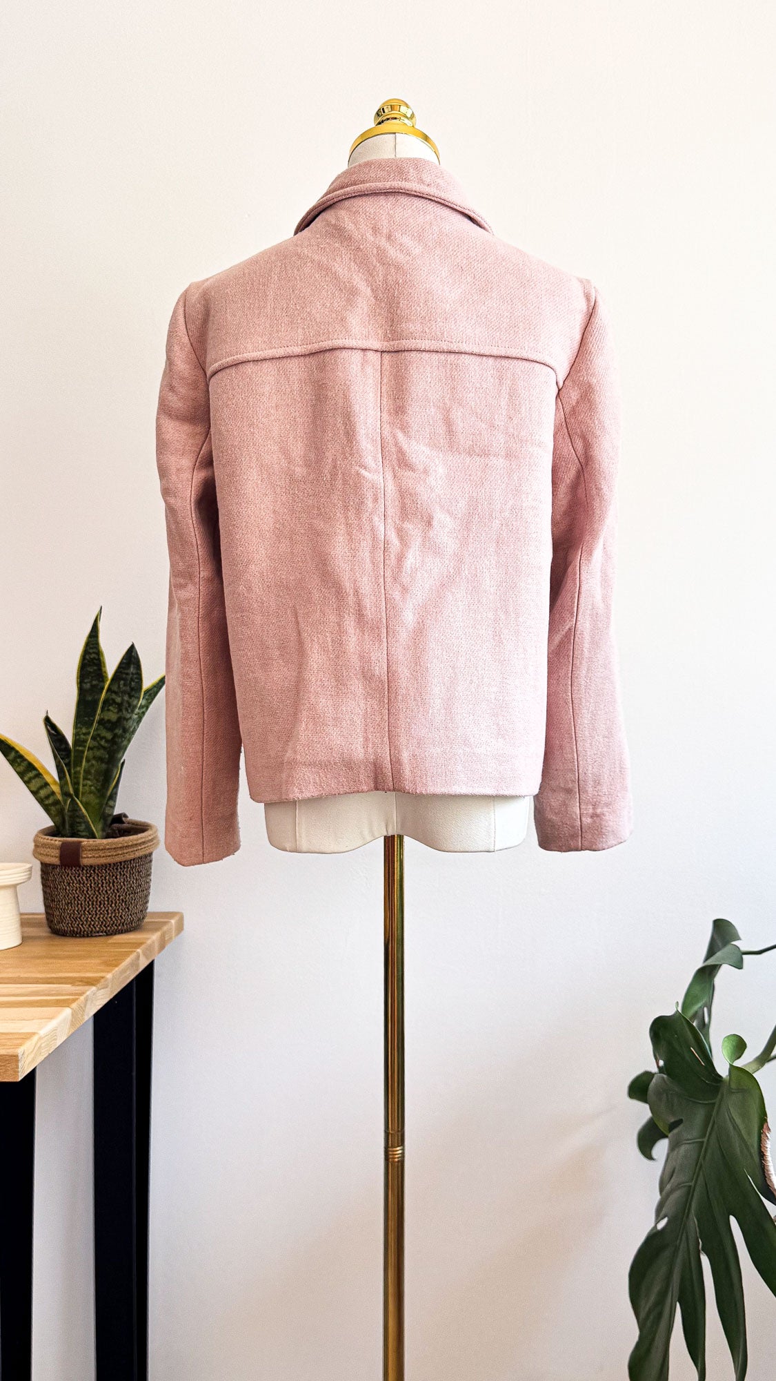 Veste duffle rose Zara Basic laine boutons bois taille XL