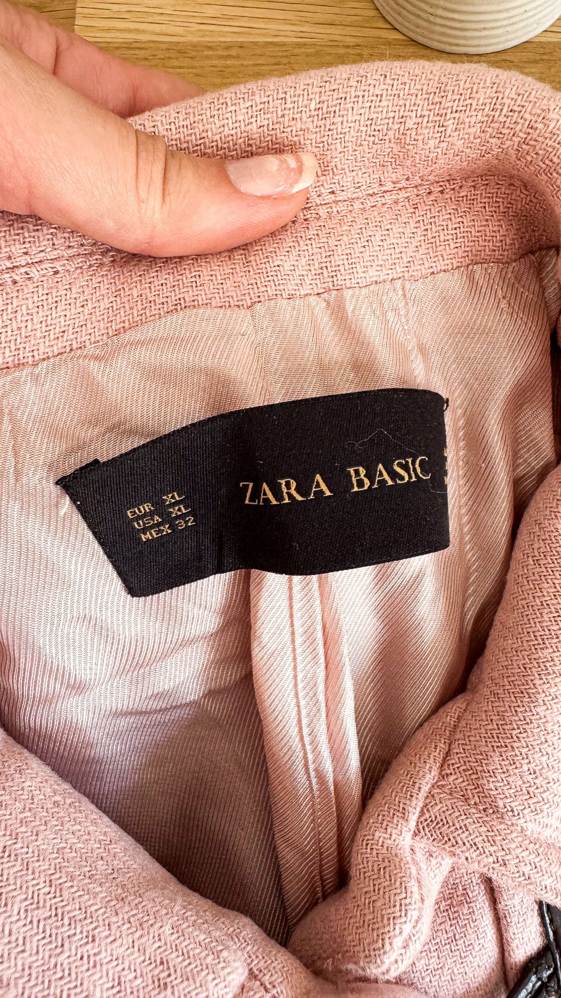 Veste duffle rose Zara Basic laine boutons bois taille XL