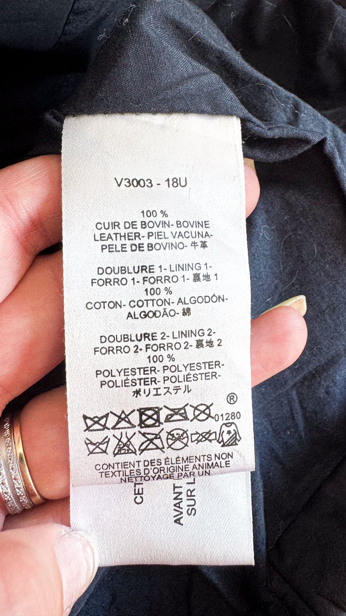 Veste cuir Caroll bleu pétrole perfecto zippée taille 42