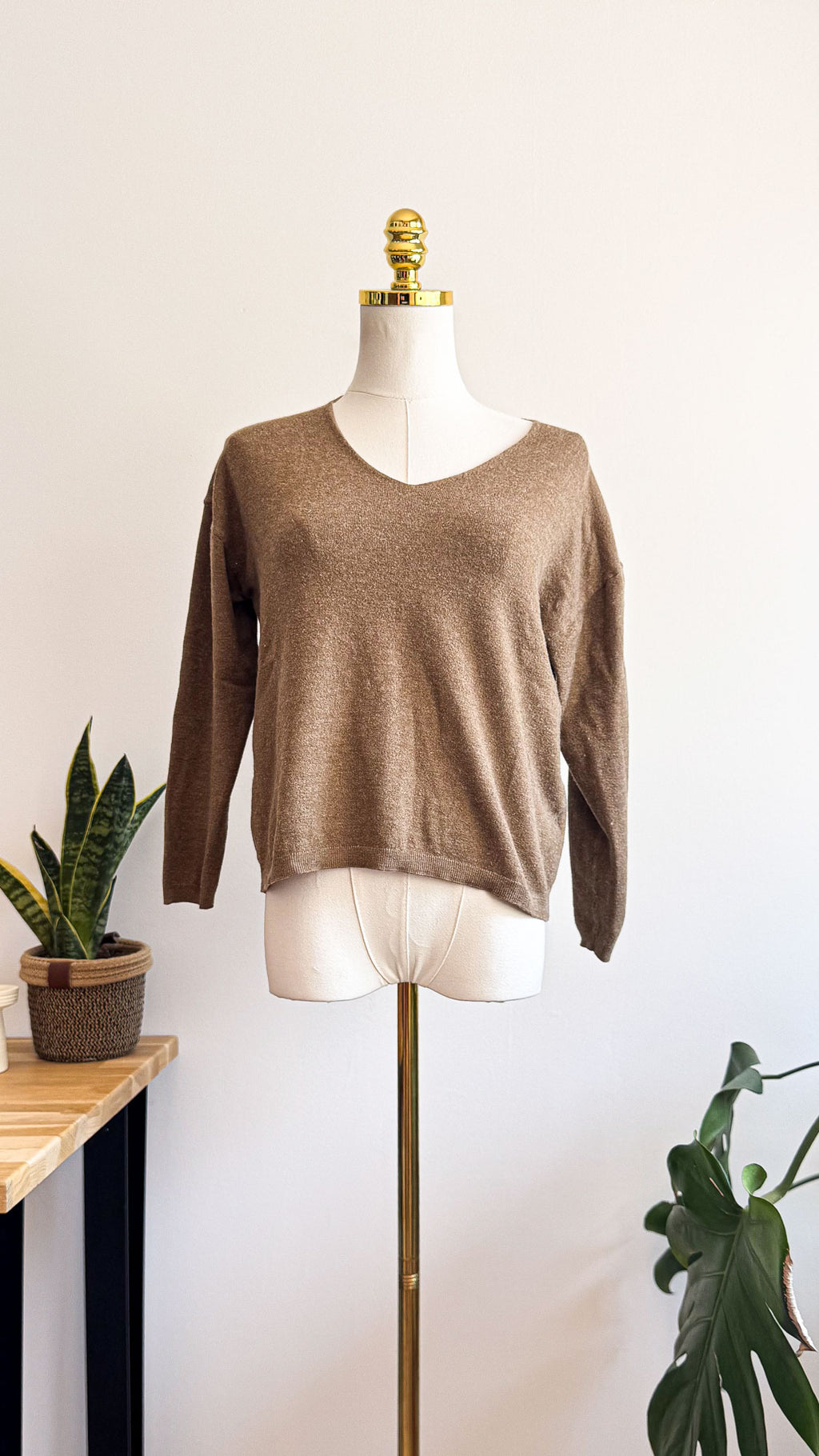 Primark Cares V-neck oversized brown wool jumper size S