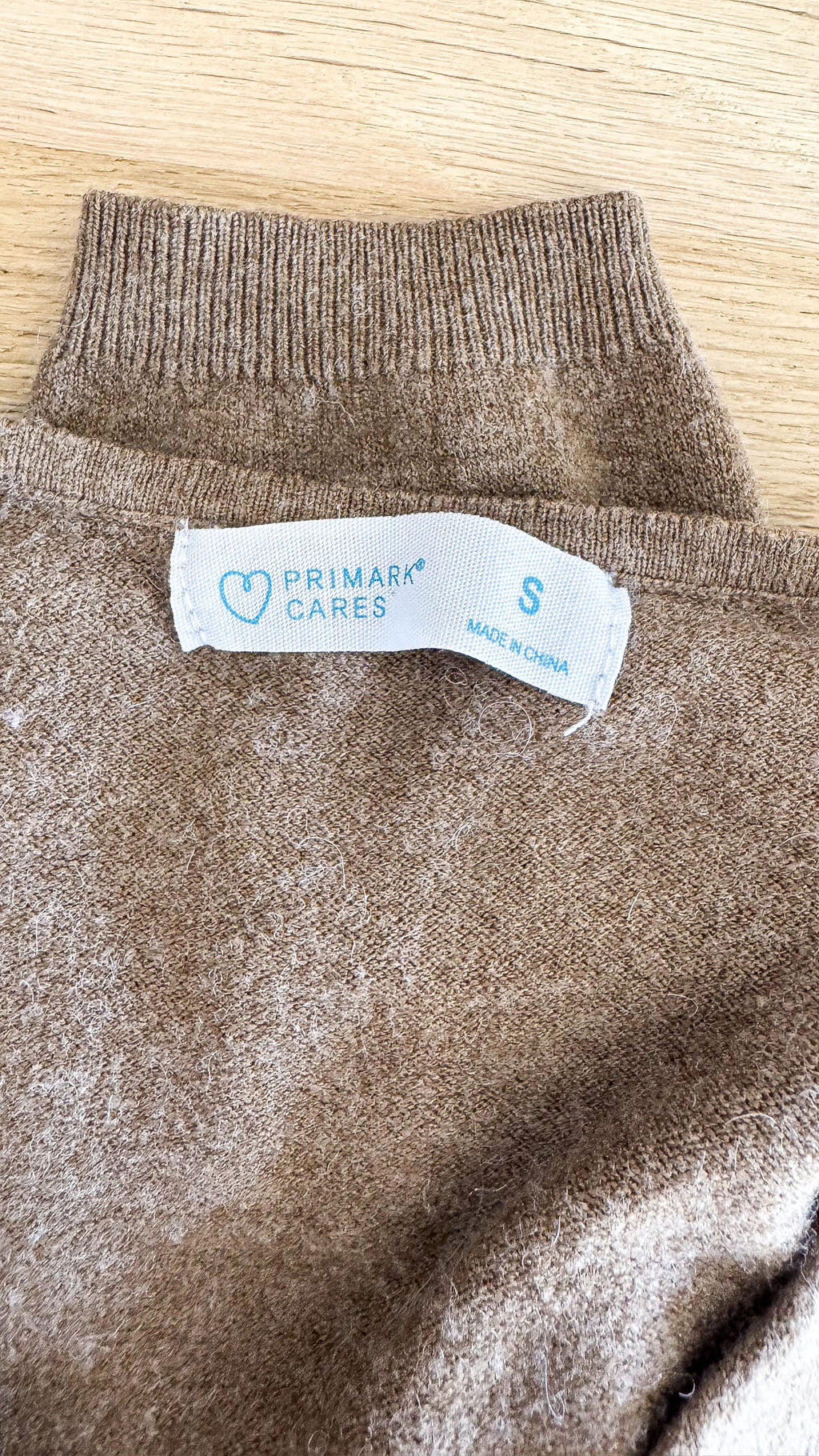 Primark Cares V-neck oversized brown wool jumper size S
