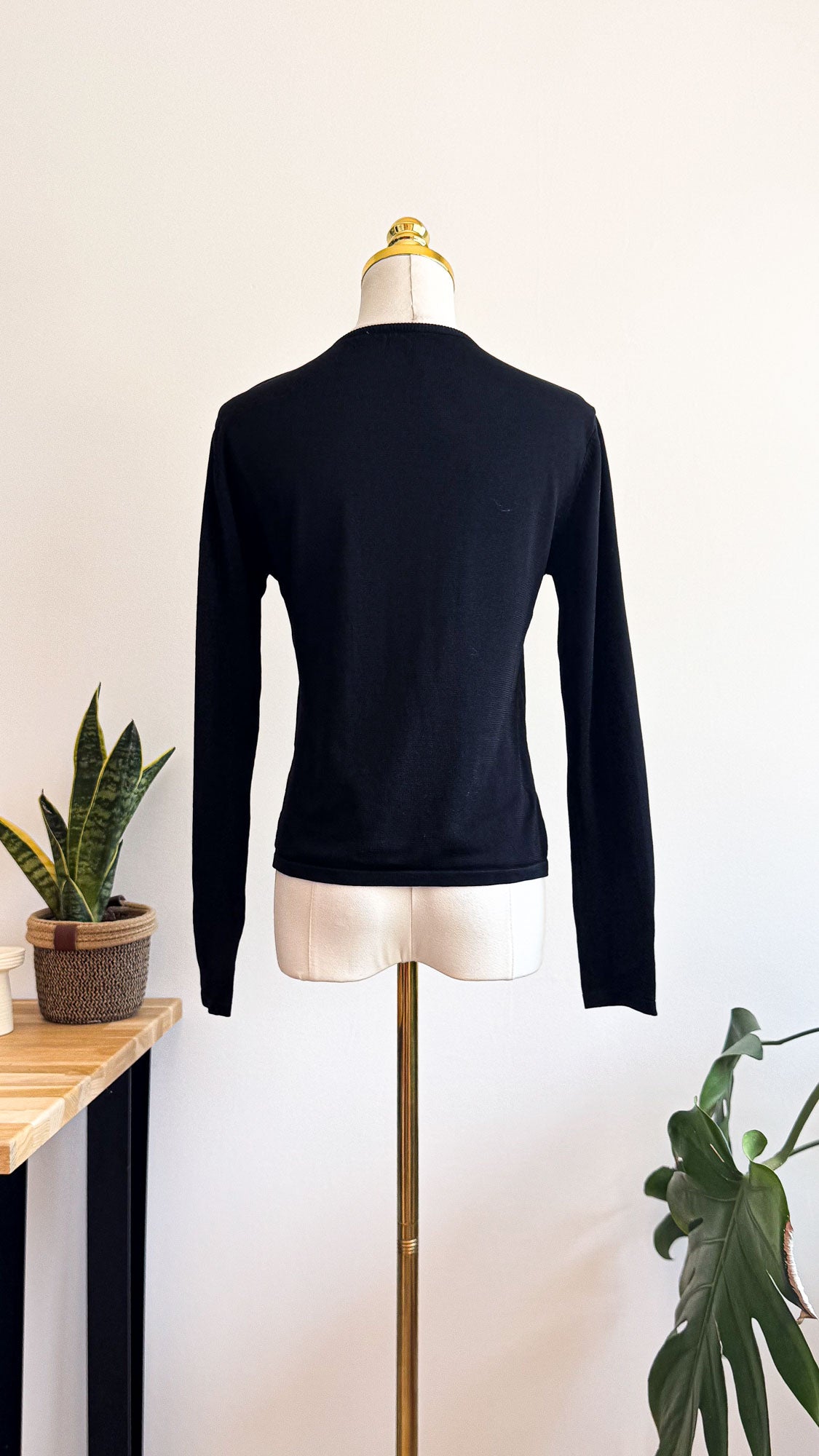 Pull Kupino femme L noir col rond viscose basique fin