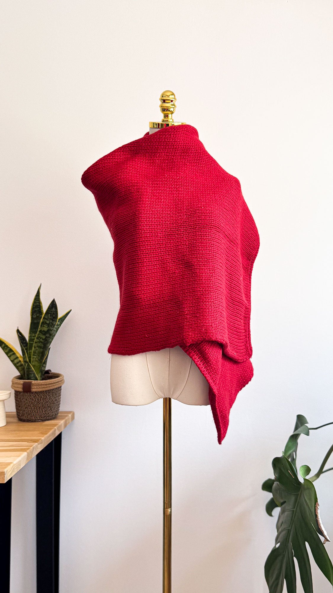 Cape poncho tricot Le Petit Baigneur rouge taille unique