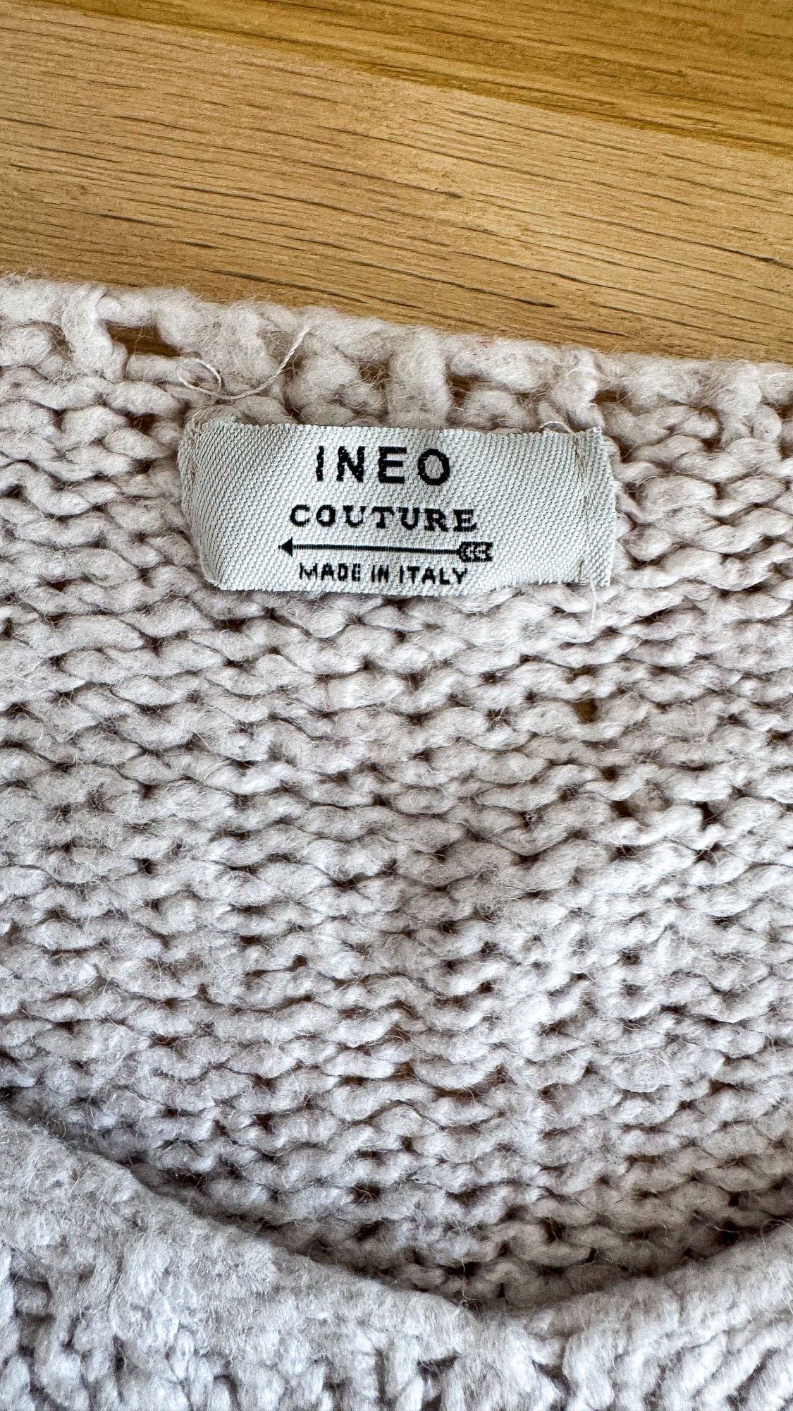 Pull Ineo Couture beige fleurs crochet Made in Italy