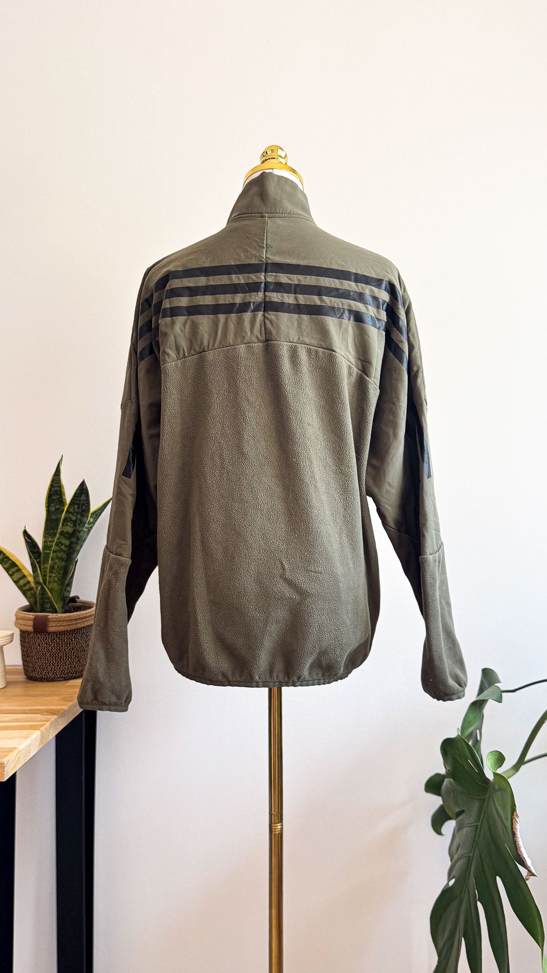 Pull polaire Adidas kaki S 1/4 zip recyclé sport