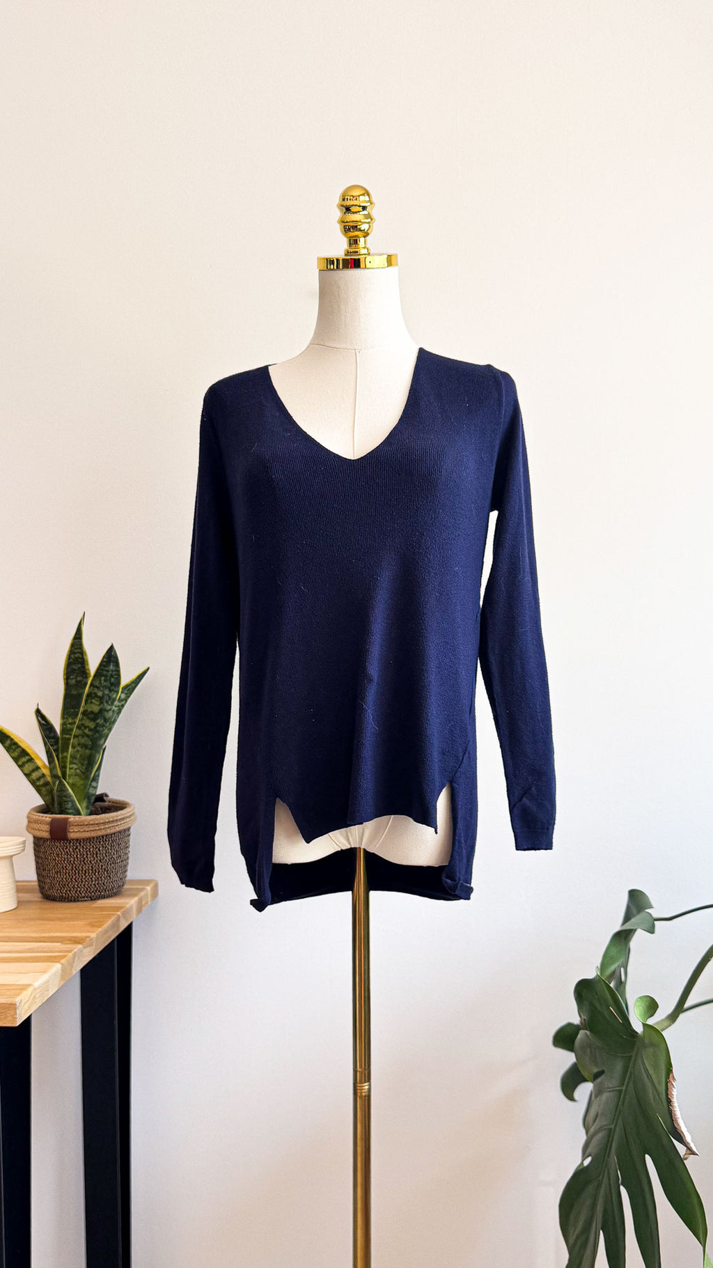 Pull Kaporal femme M bleu marine col V tunique long