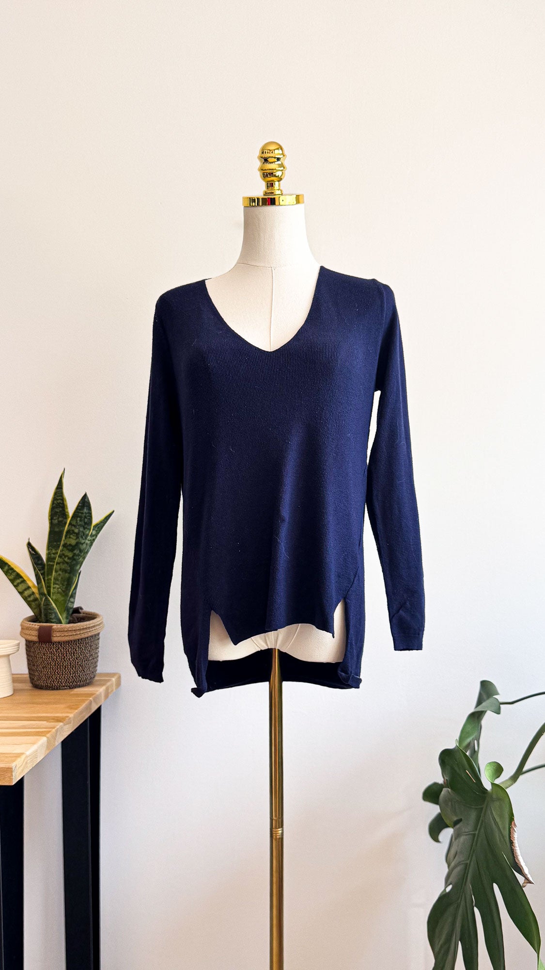 Pull Kaporal femme M bleu marine col V tunique long