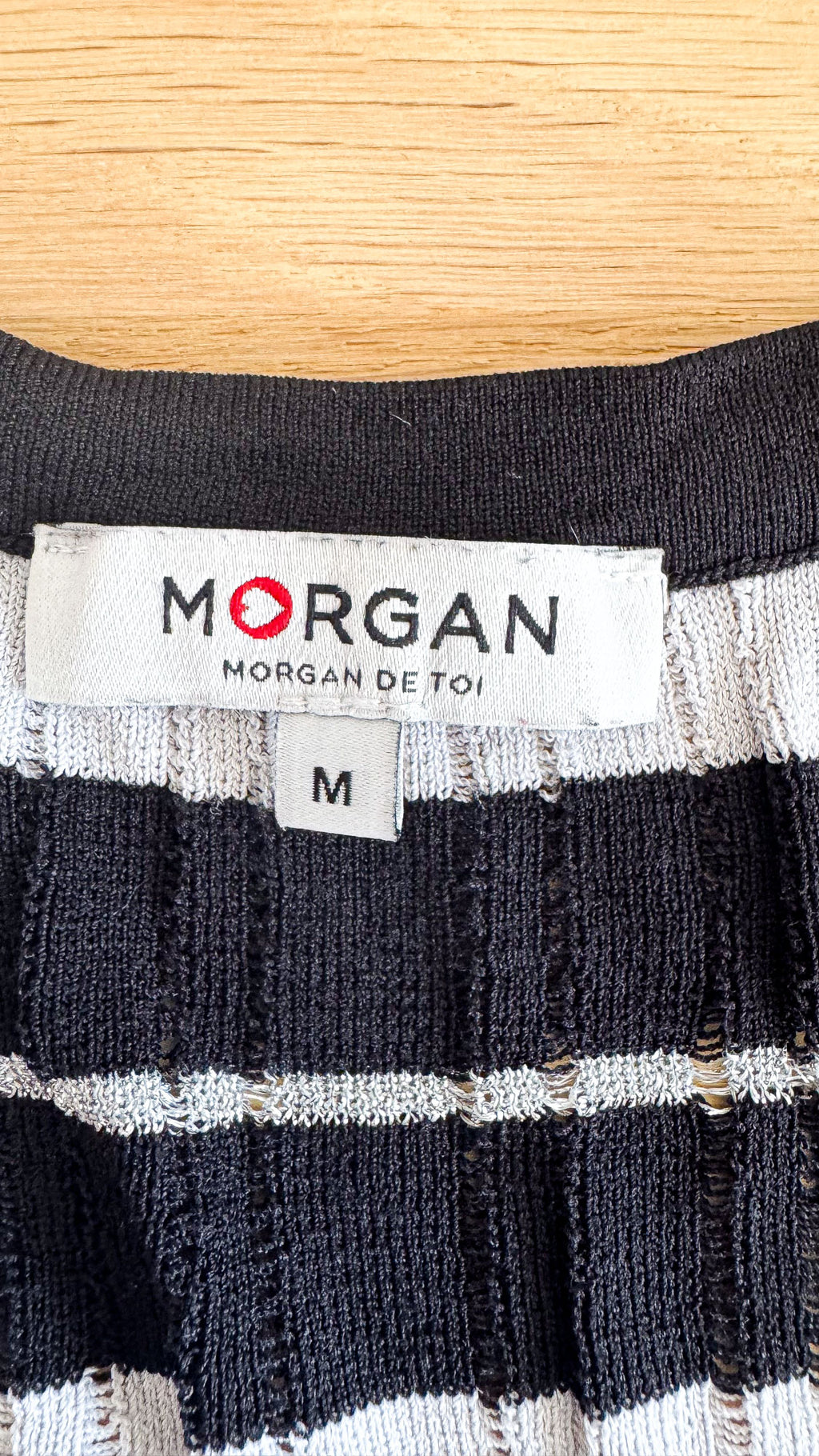Pull Morgan de Toi rayures argent rouge col V Y2K vintage