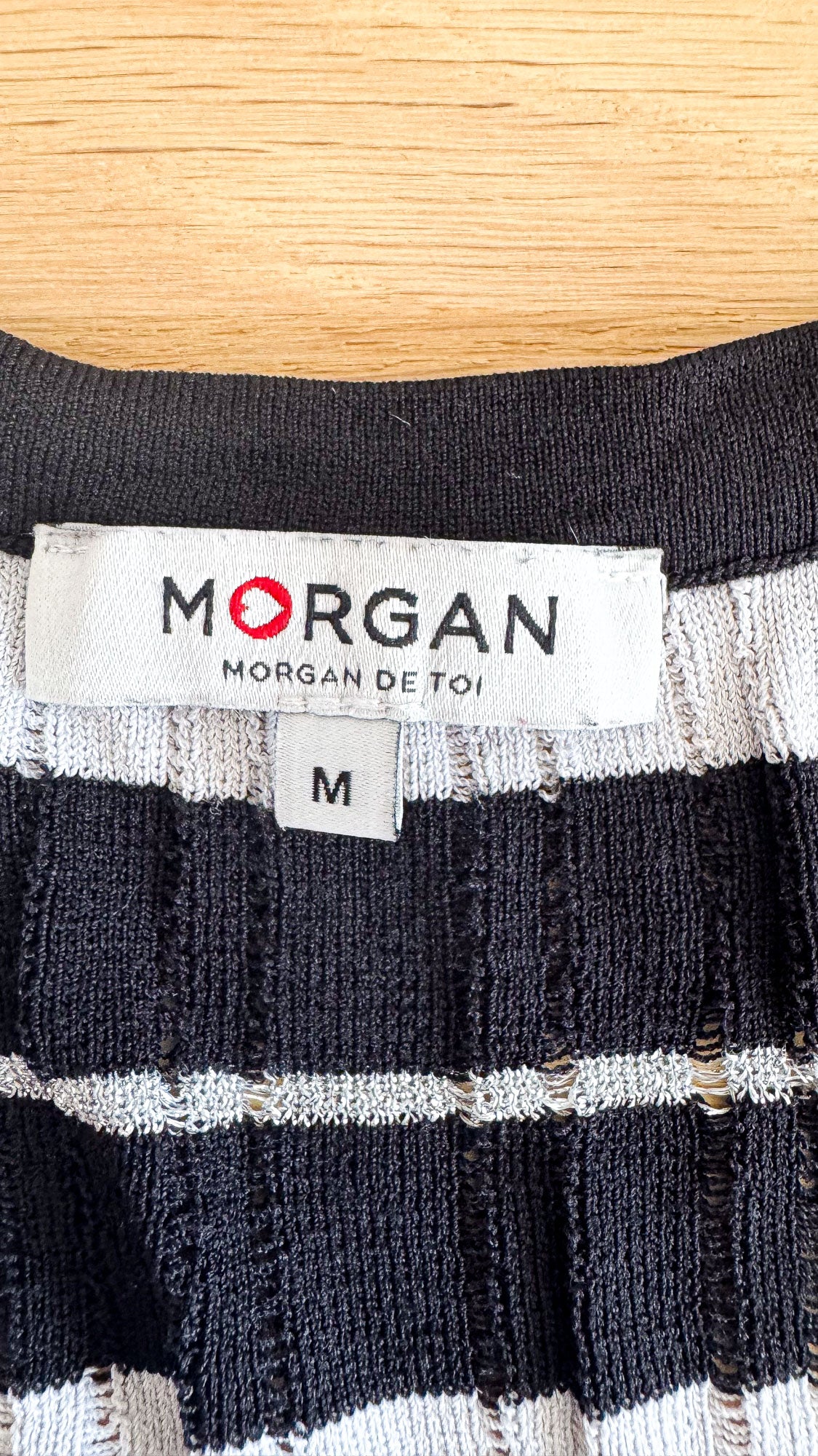 Pull Morgan de Toi rayures argent rouge col V Y2K vintage