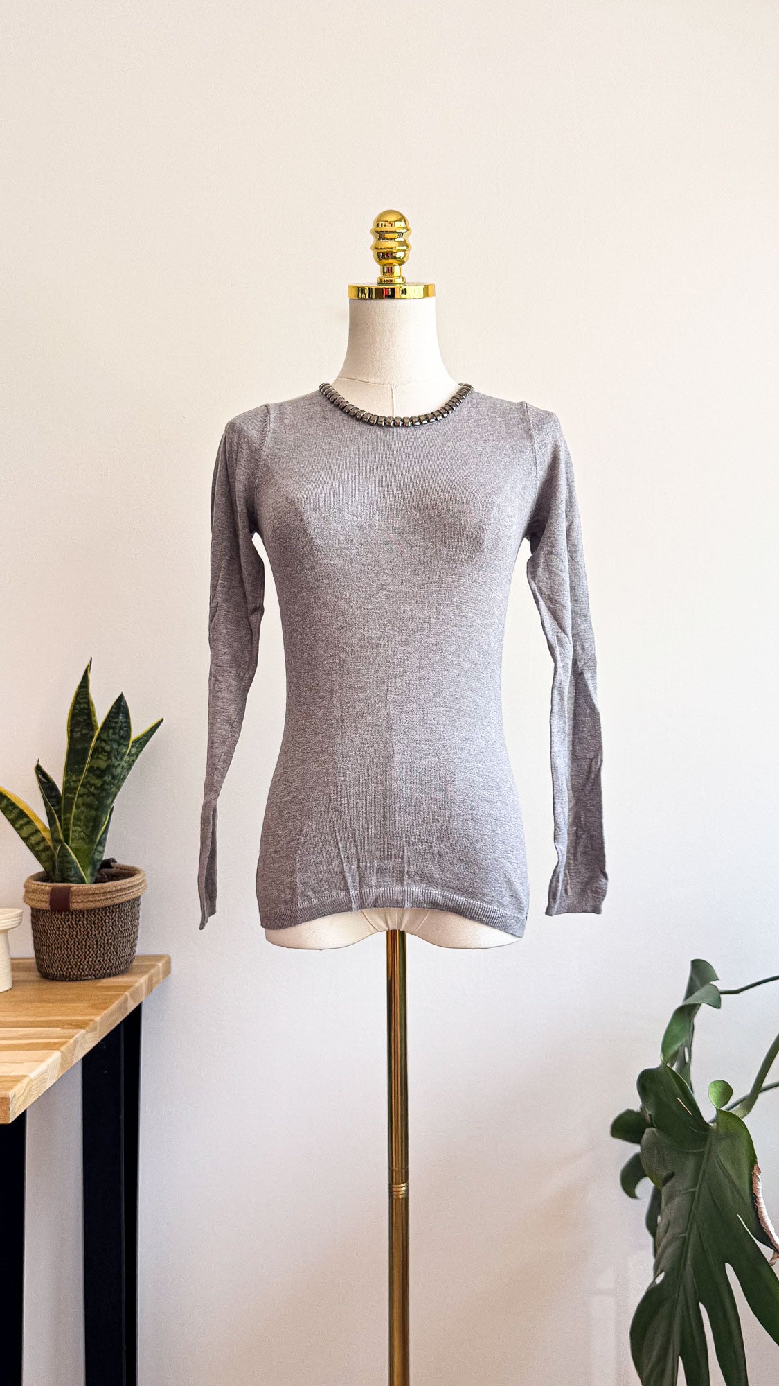 Pull Morgan de Toi gris col chaîne argentée S