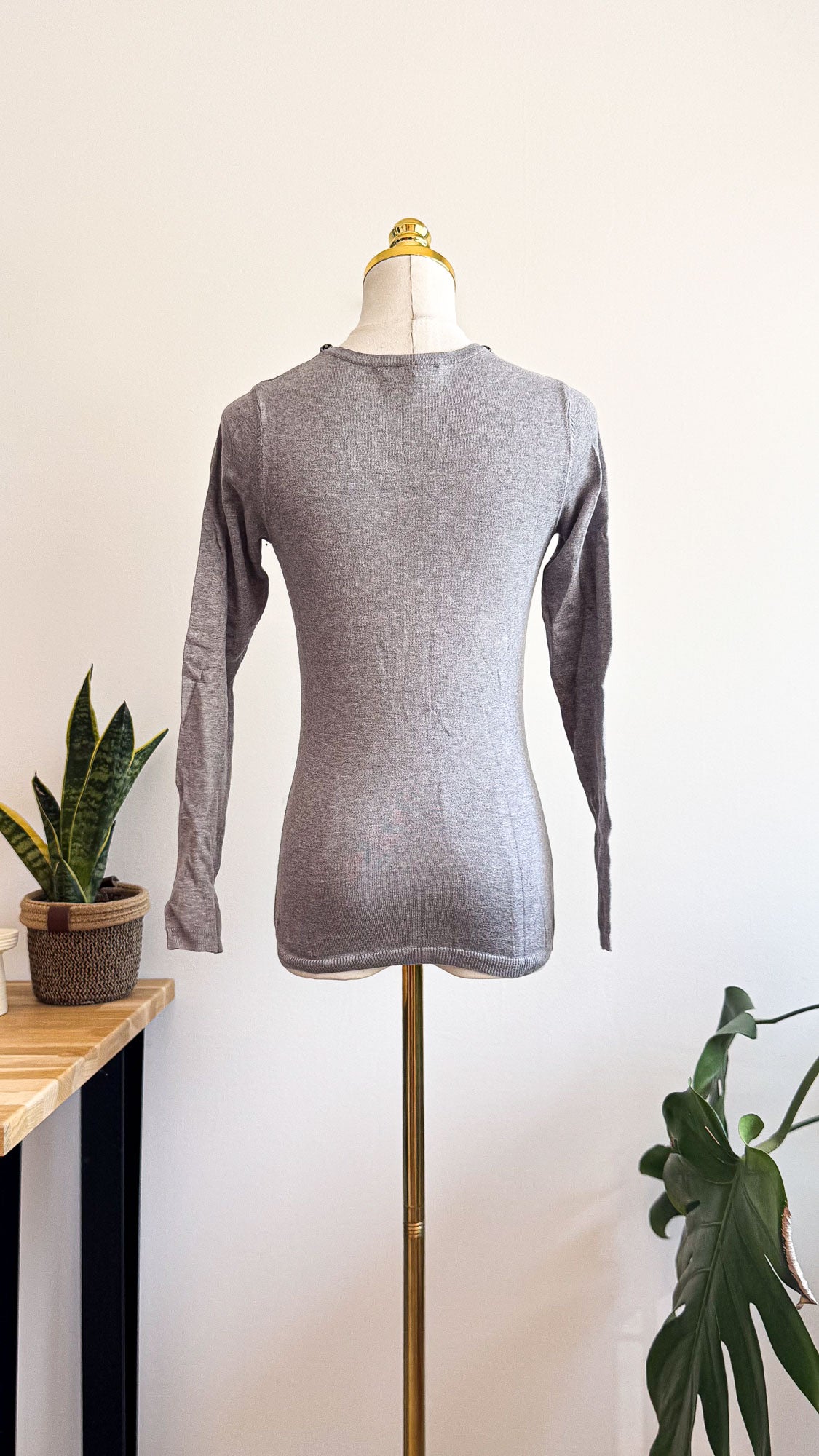 Pull Morgan de Toi gris col chaîne argentée S