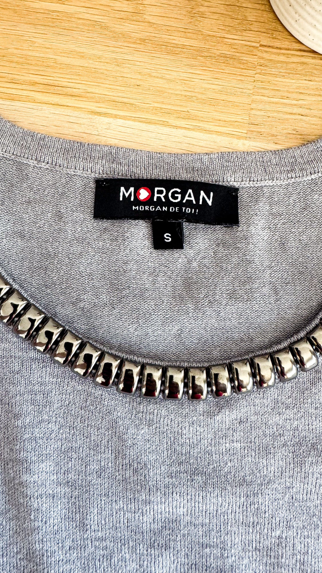 Pull Morgan de Toi gris col chaîne argentée S