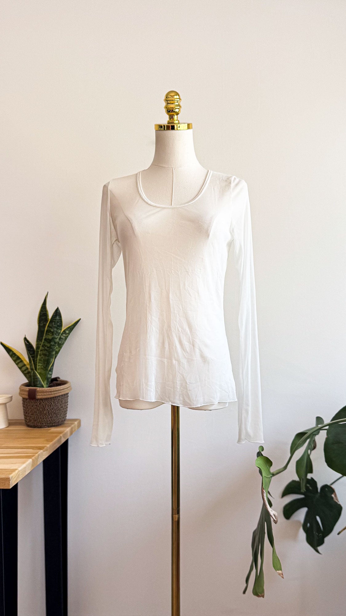 Haut voile blanc Deca taille 4 (~38-40) manches longues