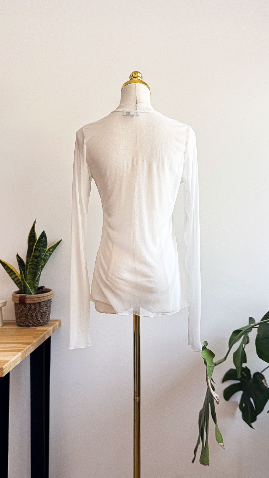 Haut voile blanc Deca taille 4 (~38-40) manches longues