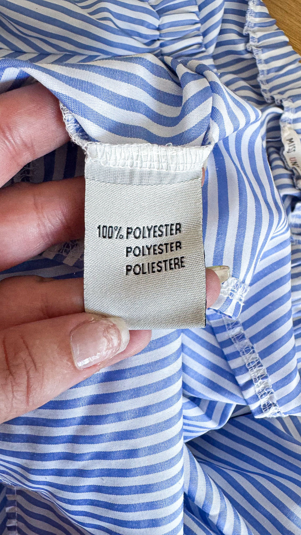 Miss United striped blue and white off-the-shoulder blouse S