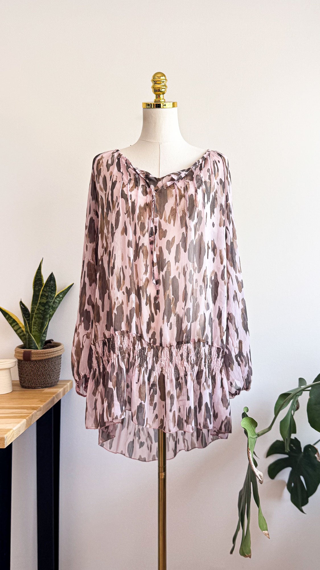 Blouse Alison Paris léopard voile 42 manches longues