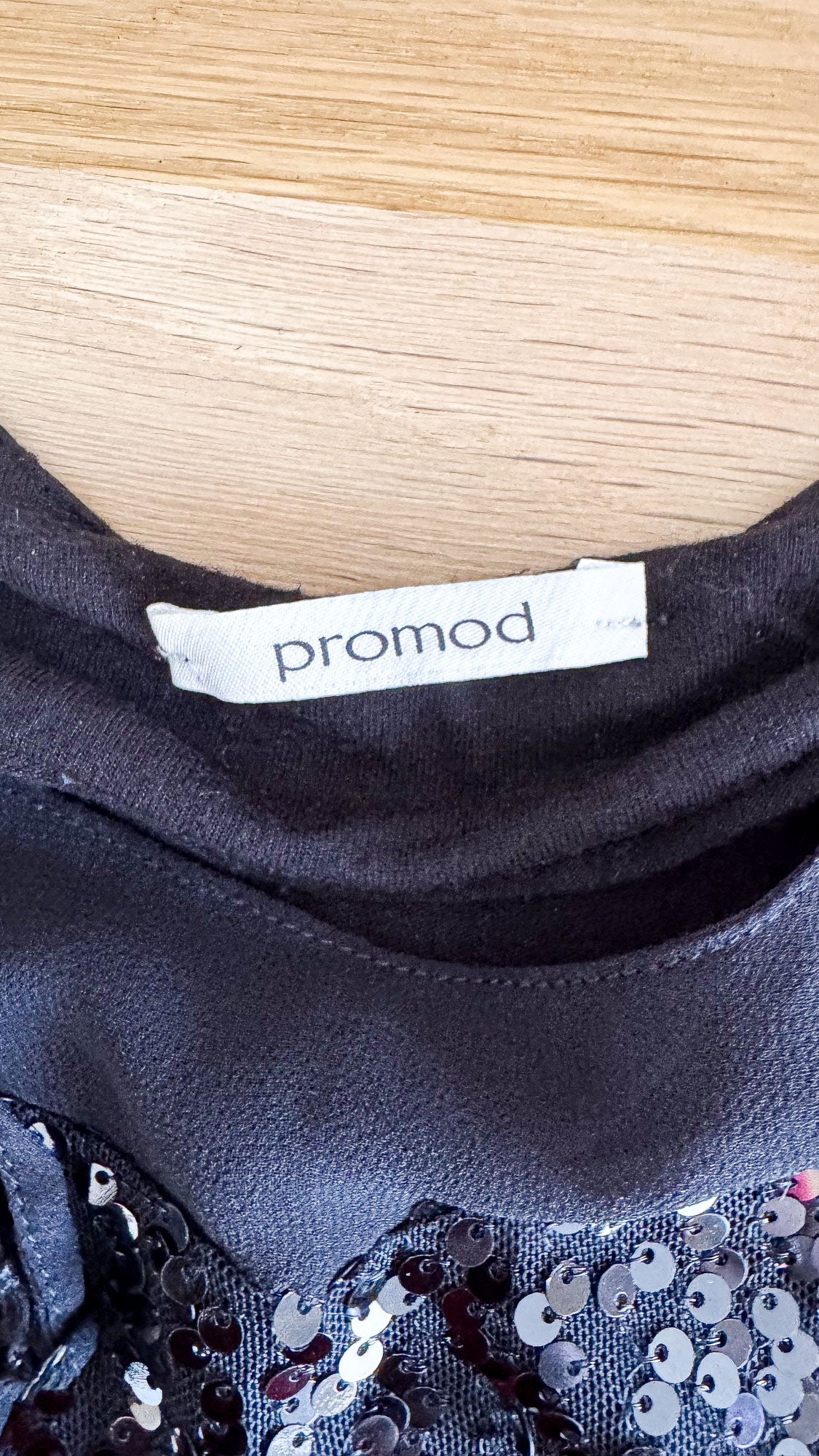 Débardeur Promod noir sequins L bretelles fines soirée