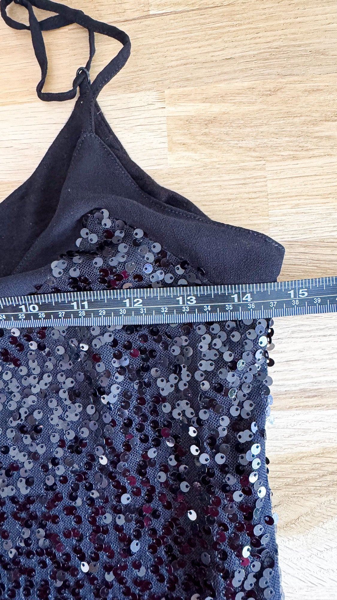 Débardeur Promod noir sequins L bretelles fines soirée