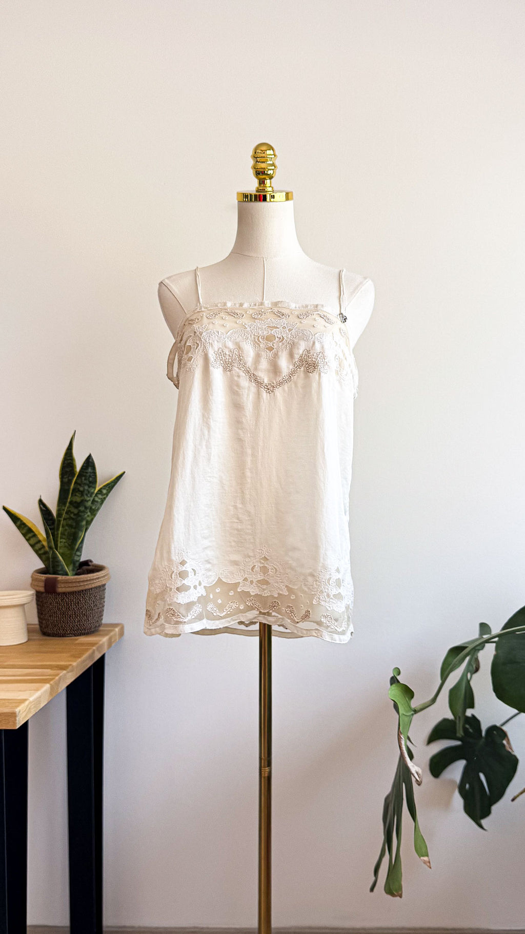 Débardeur Twin Set crème dentelle L soie fine romantique