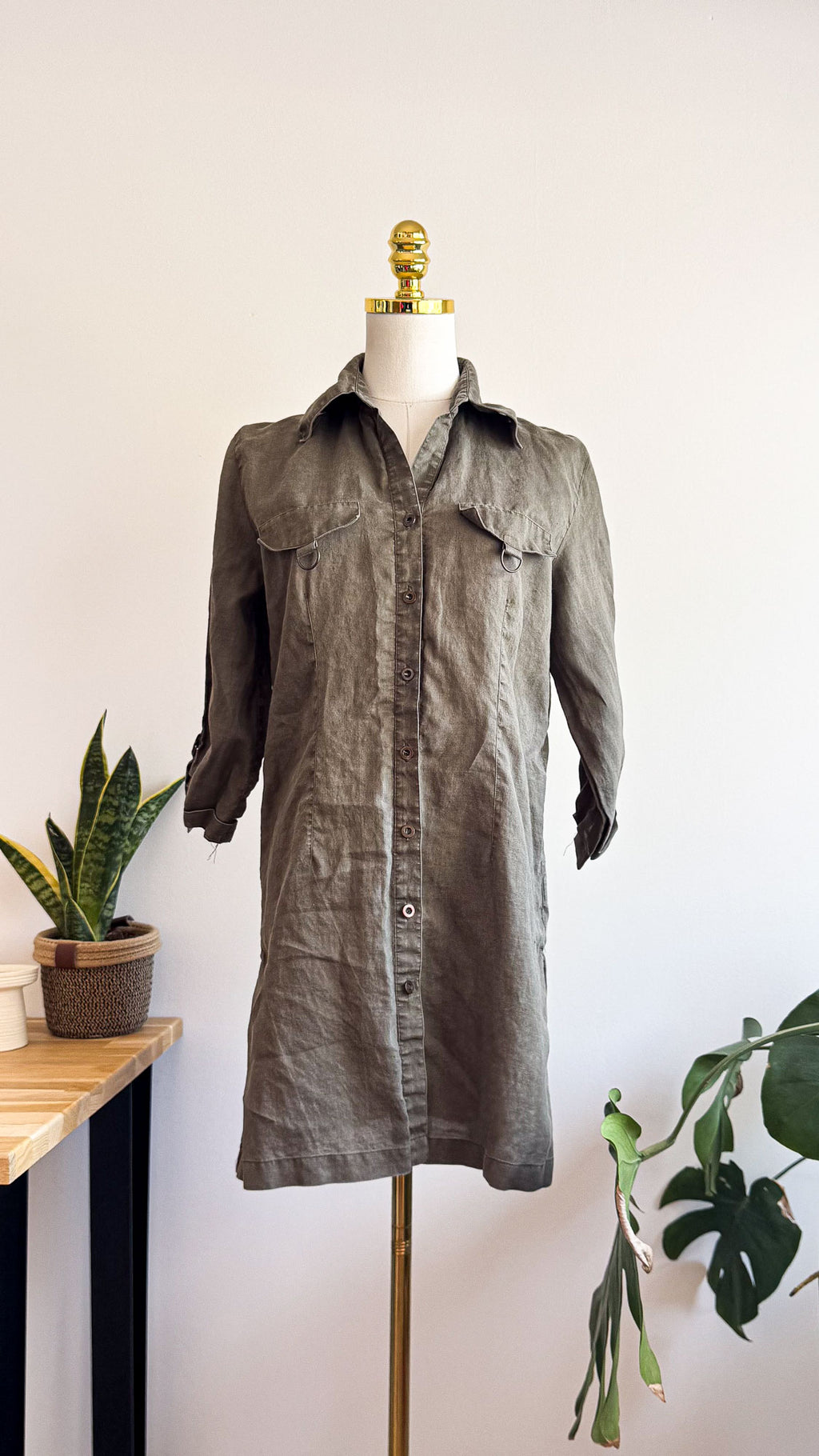 Robe chemise safari ramie 40 - Camaïeu