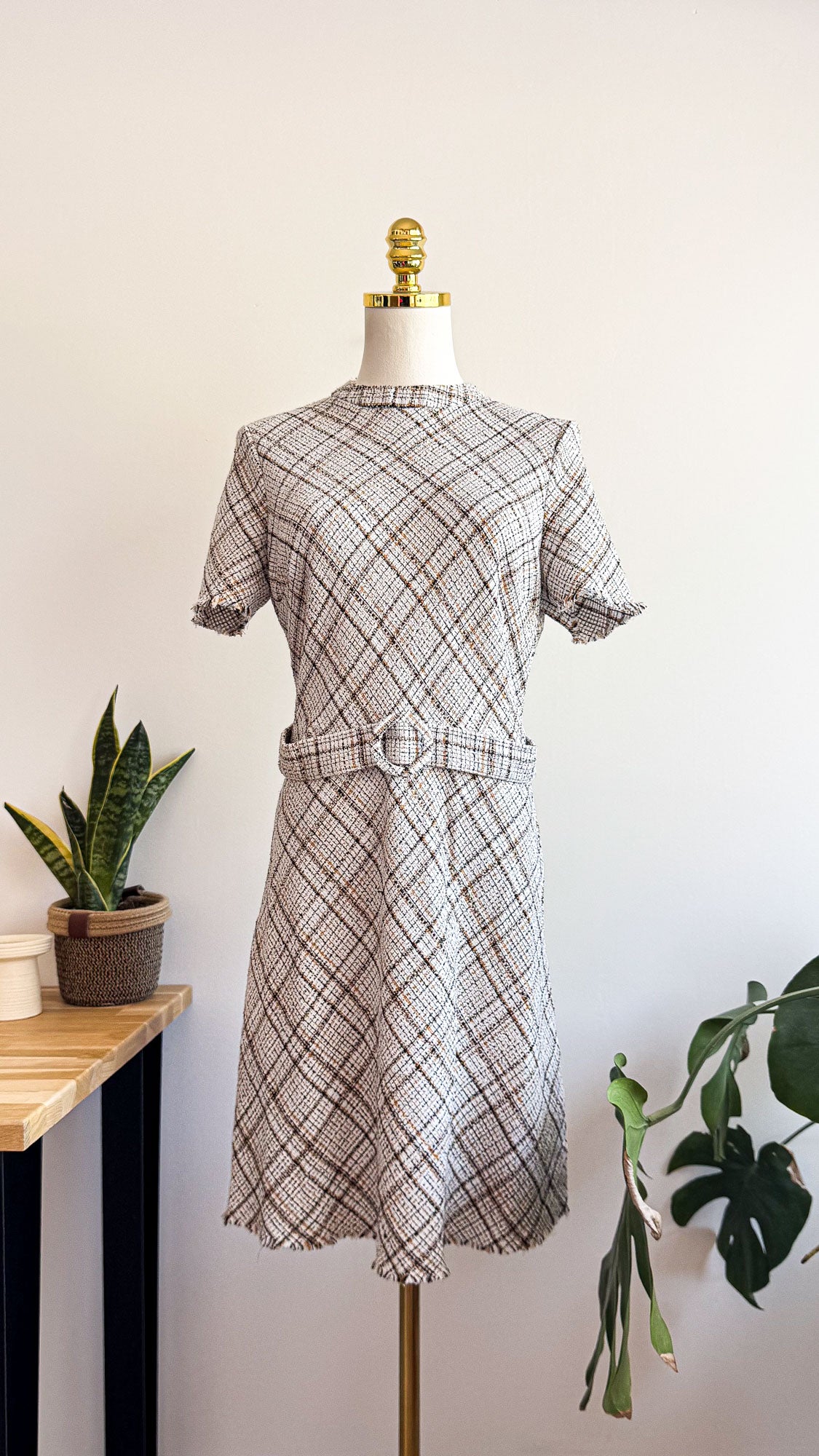 Robe tweed ceinture bord brut 42 - Primark