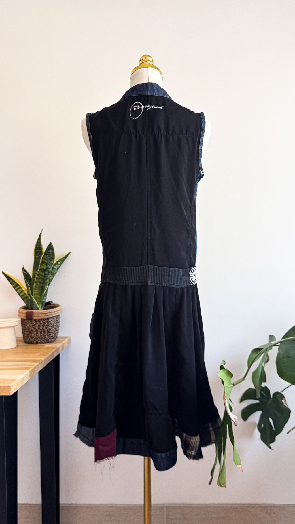 Robe patchwork jean brodée zippée 40 - Desigual