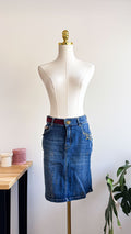 Jupe jean sequins bordeaux brodée dorée 40 - Desigual