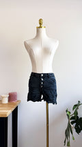 Short jean noir taille haute boutons bruts 38 - Luizacco