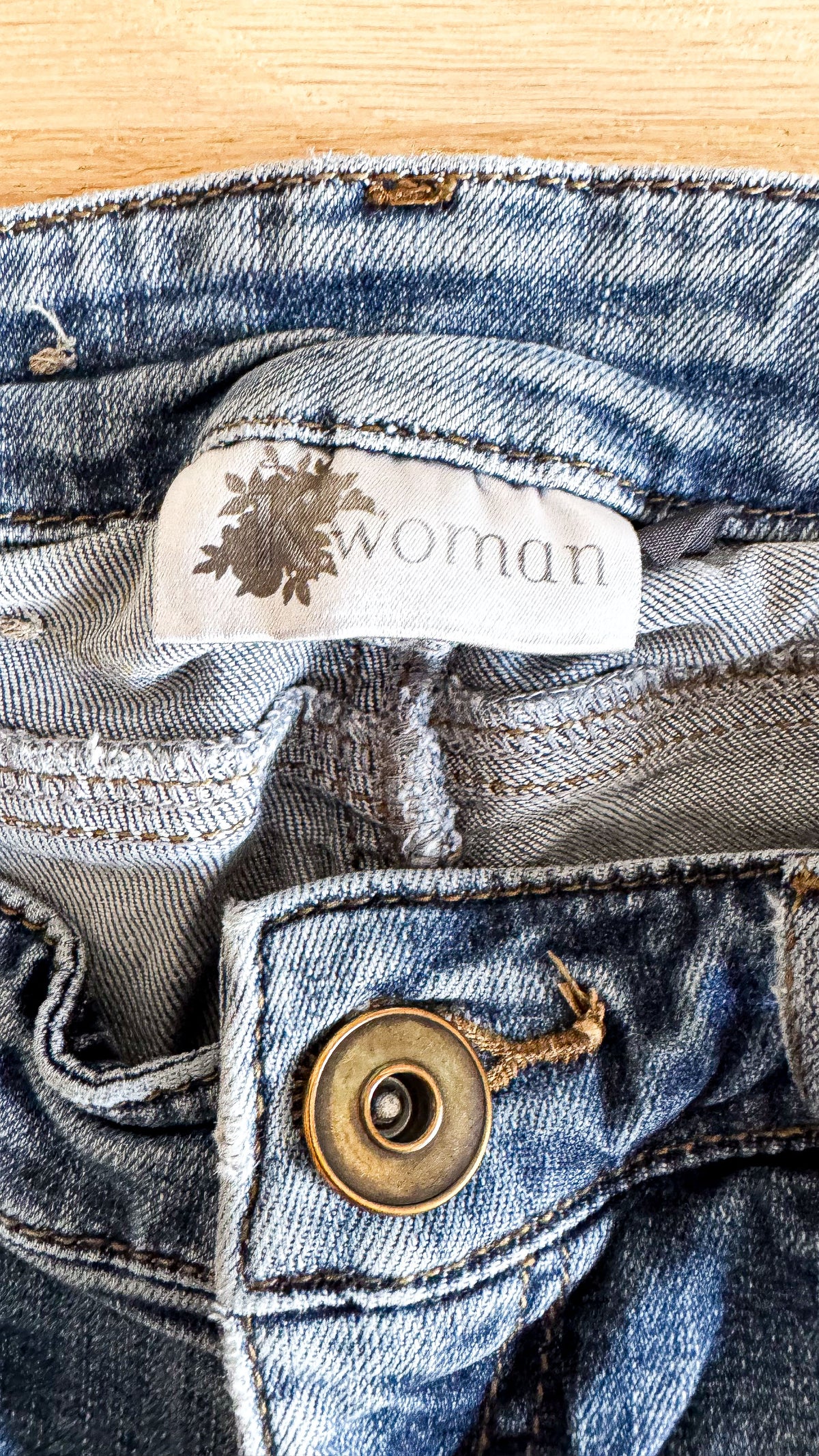 Jean droit délavé bouton pression 38 - Kwoman