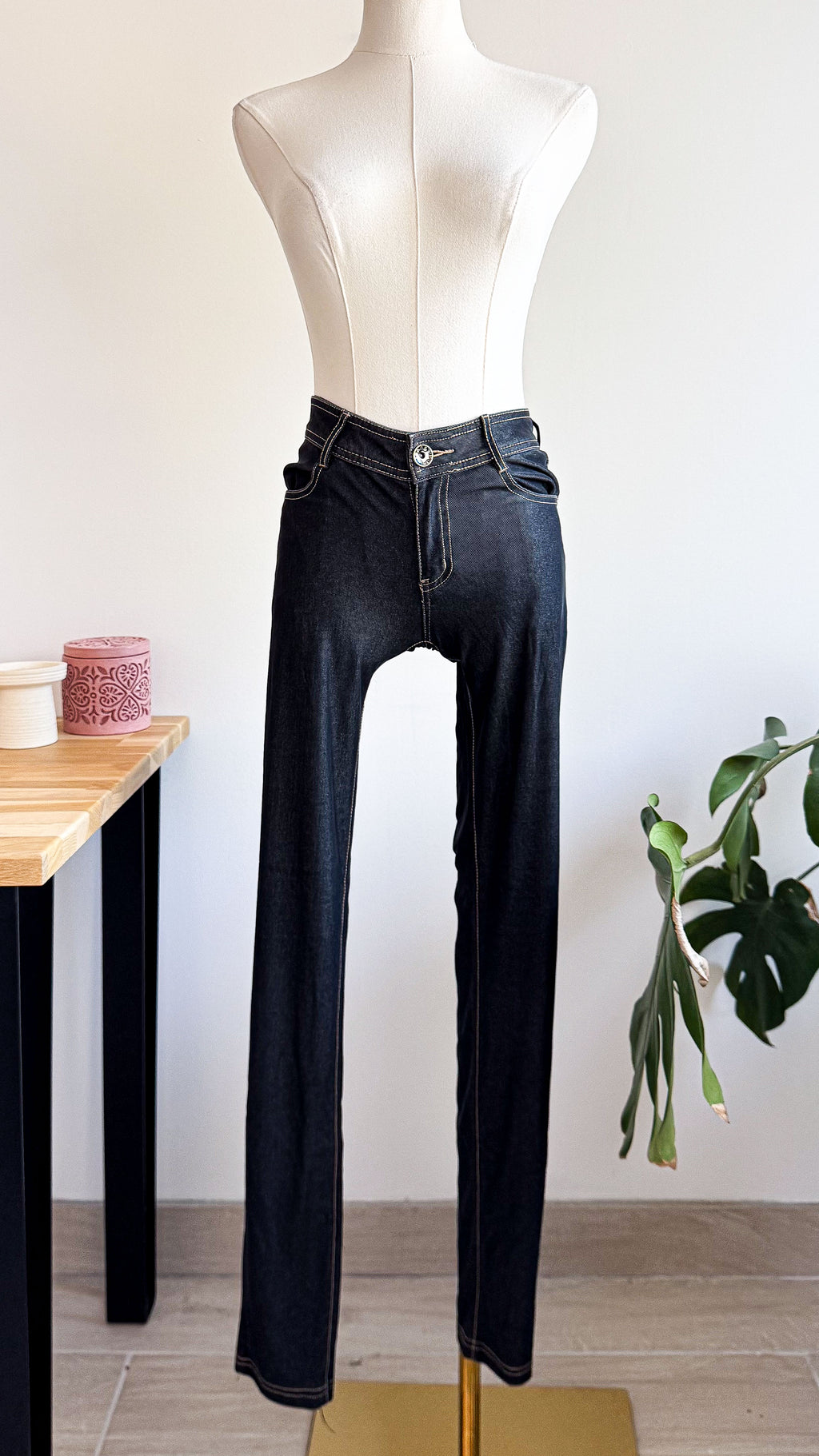 Jegging bleu foncé ciré élastique M - Anna Ellis
