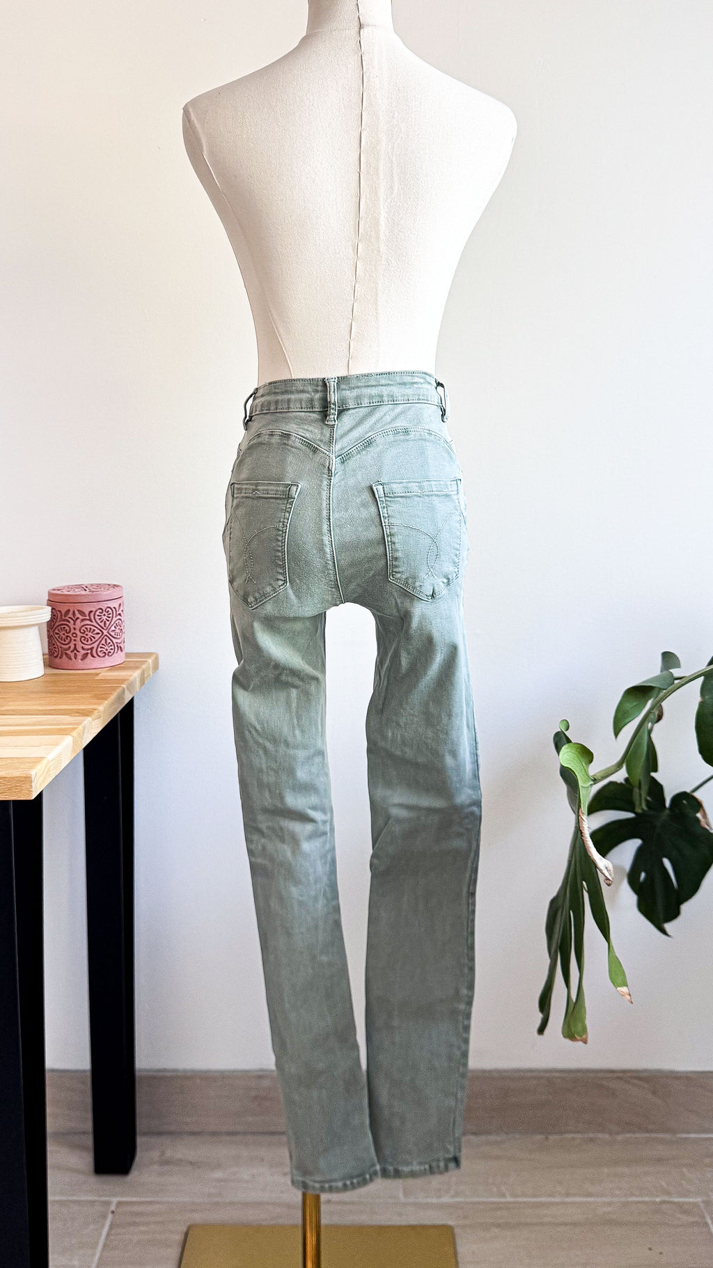 Jean slim vert kaki taille haute 38 - Bulgatine