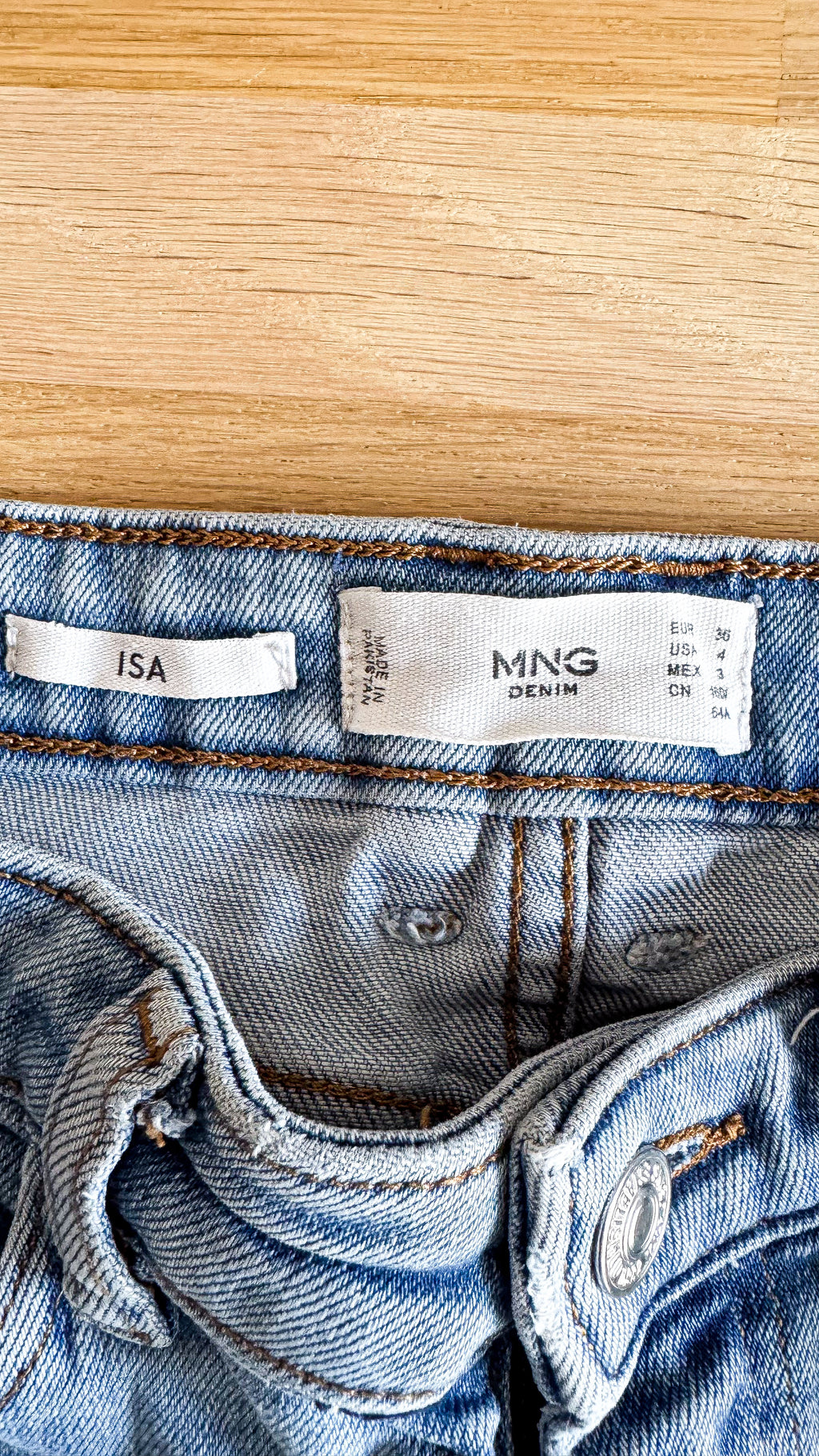 Jean Isa taille haute délavé clair 36 - Mango