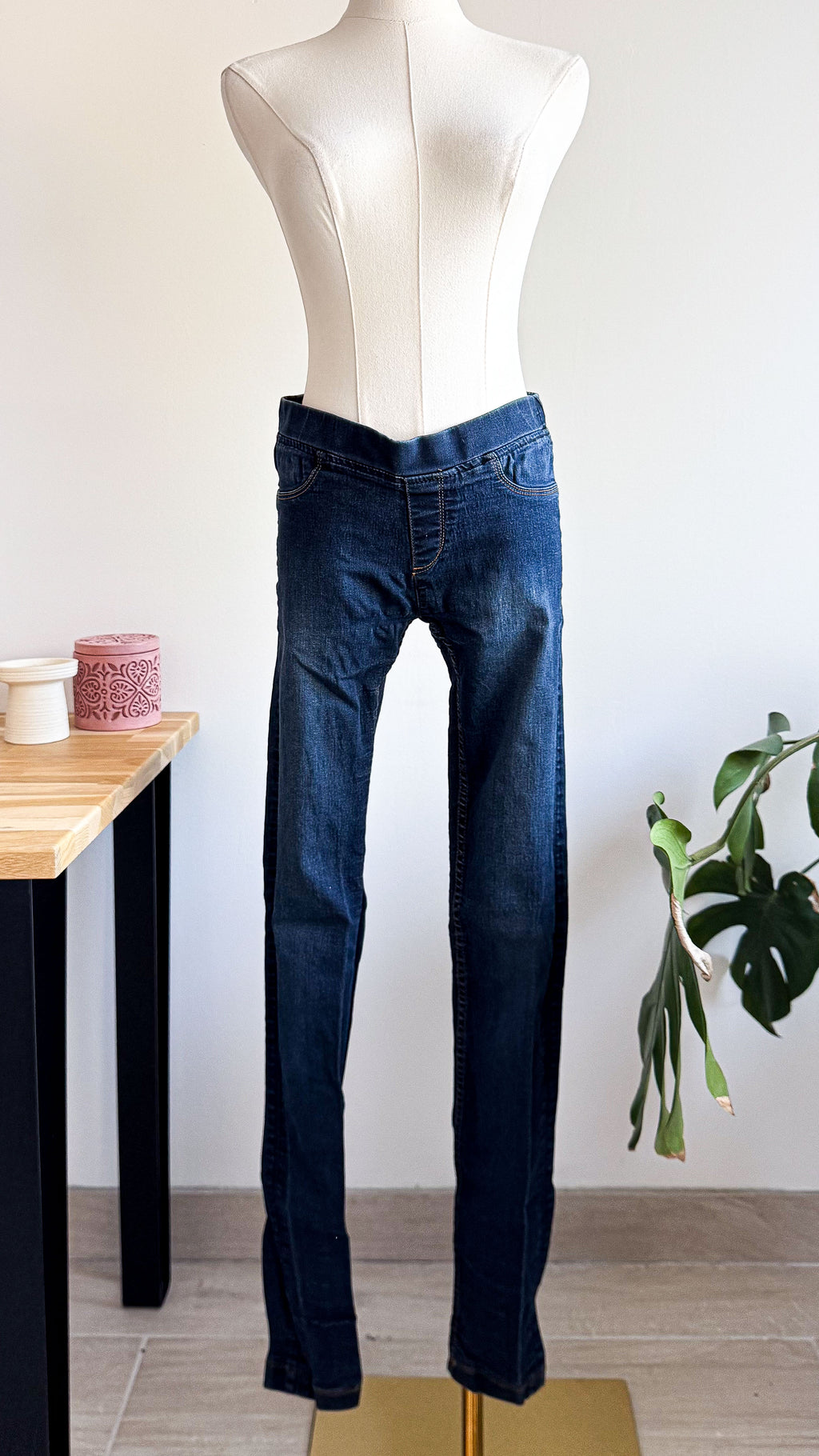 Jegging bleu foncé taille élastique 38 - Promod
