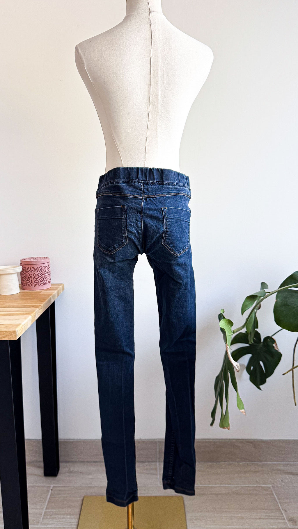Jegging bleu foncé taille élastique 38 - Promod
