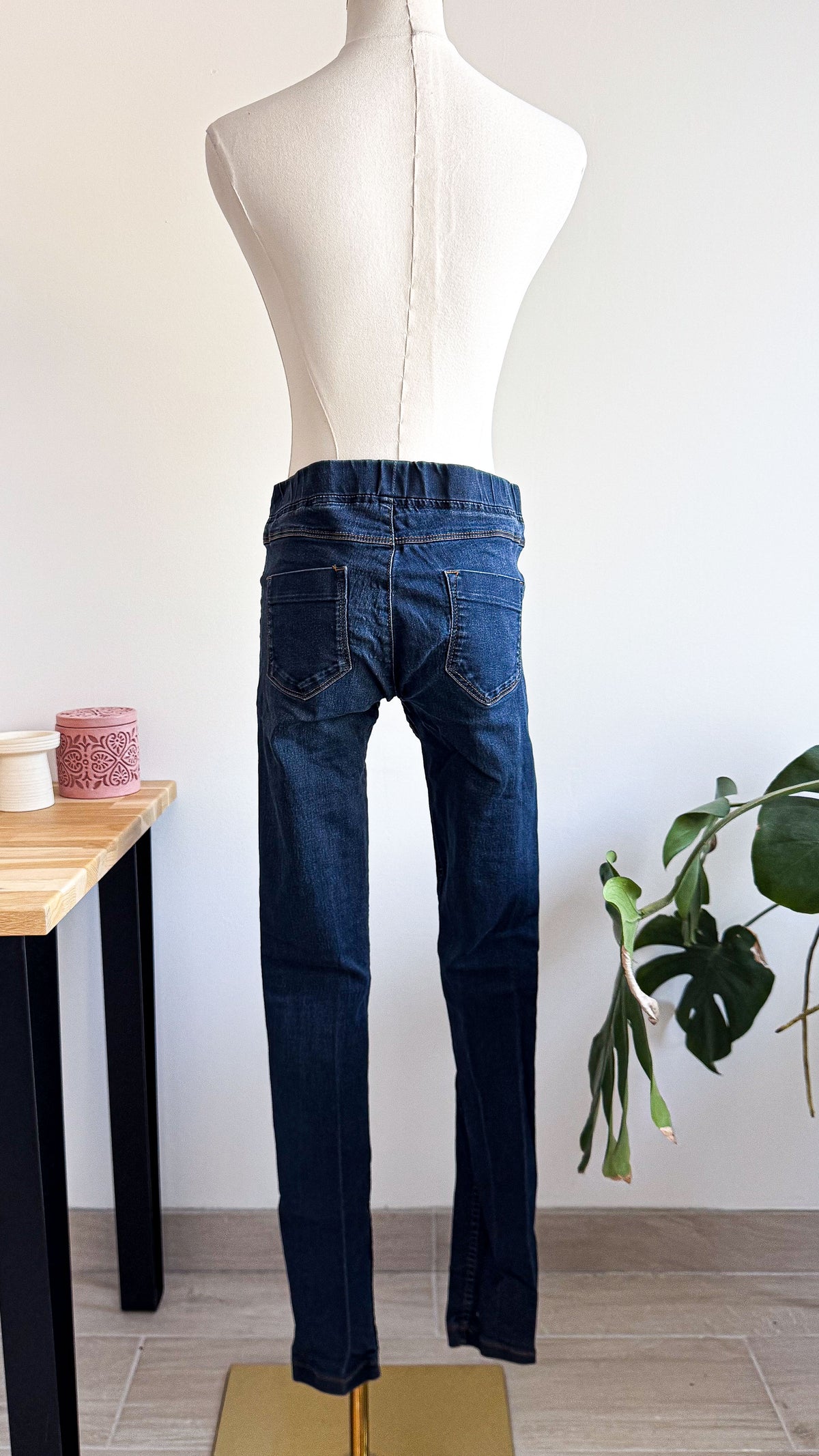 Jegging bleu foncé taille élastique 38 - Promod