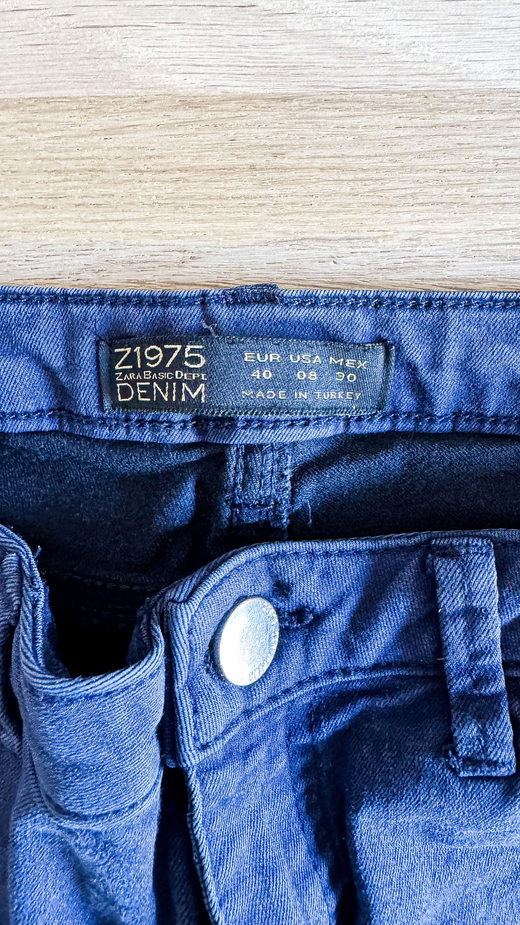 Jean slim bleu marine zips décoratifs 40 - Zara