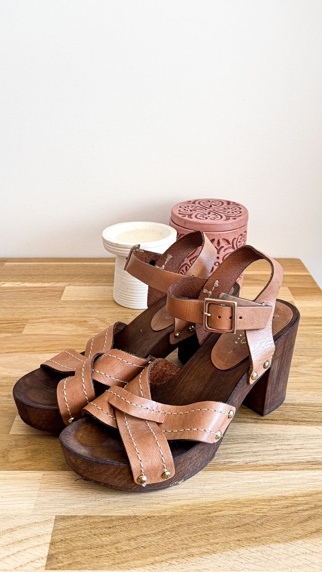Sandales cuir talon bois tressé 37 - Mordi La Vita