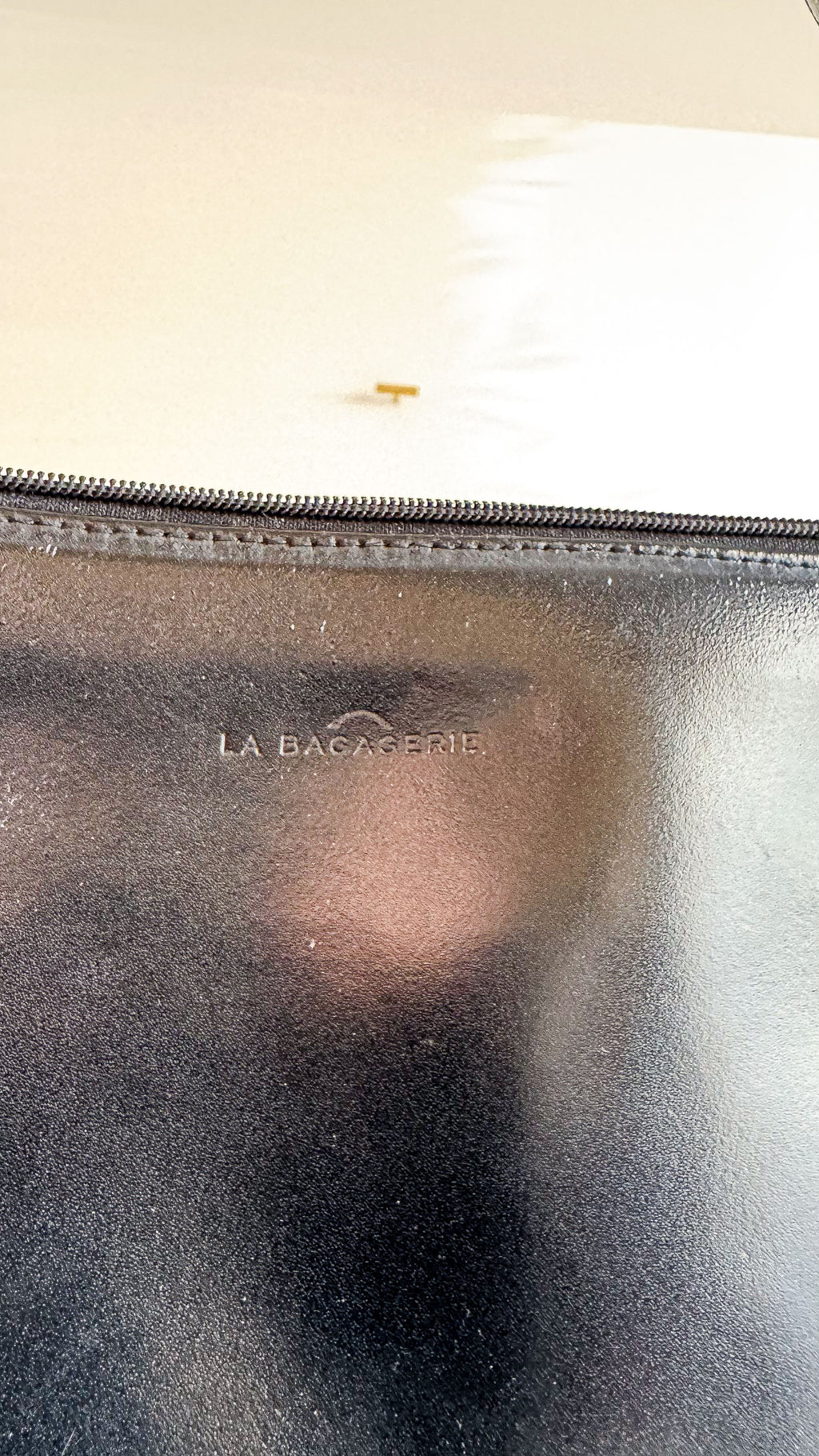 Sac baguette cuir noir rayures - La Bagagerie