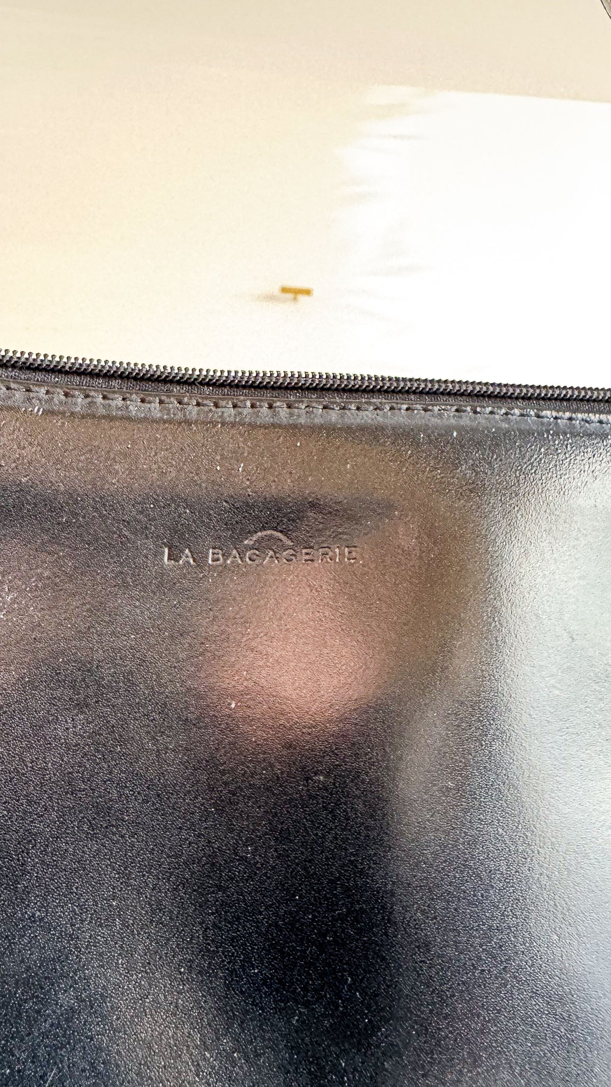 Sac baguette cuir noir rayures - La Bagagerie