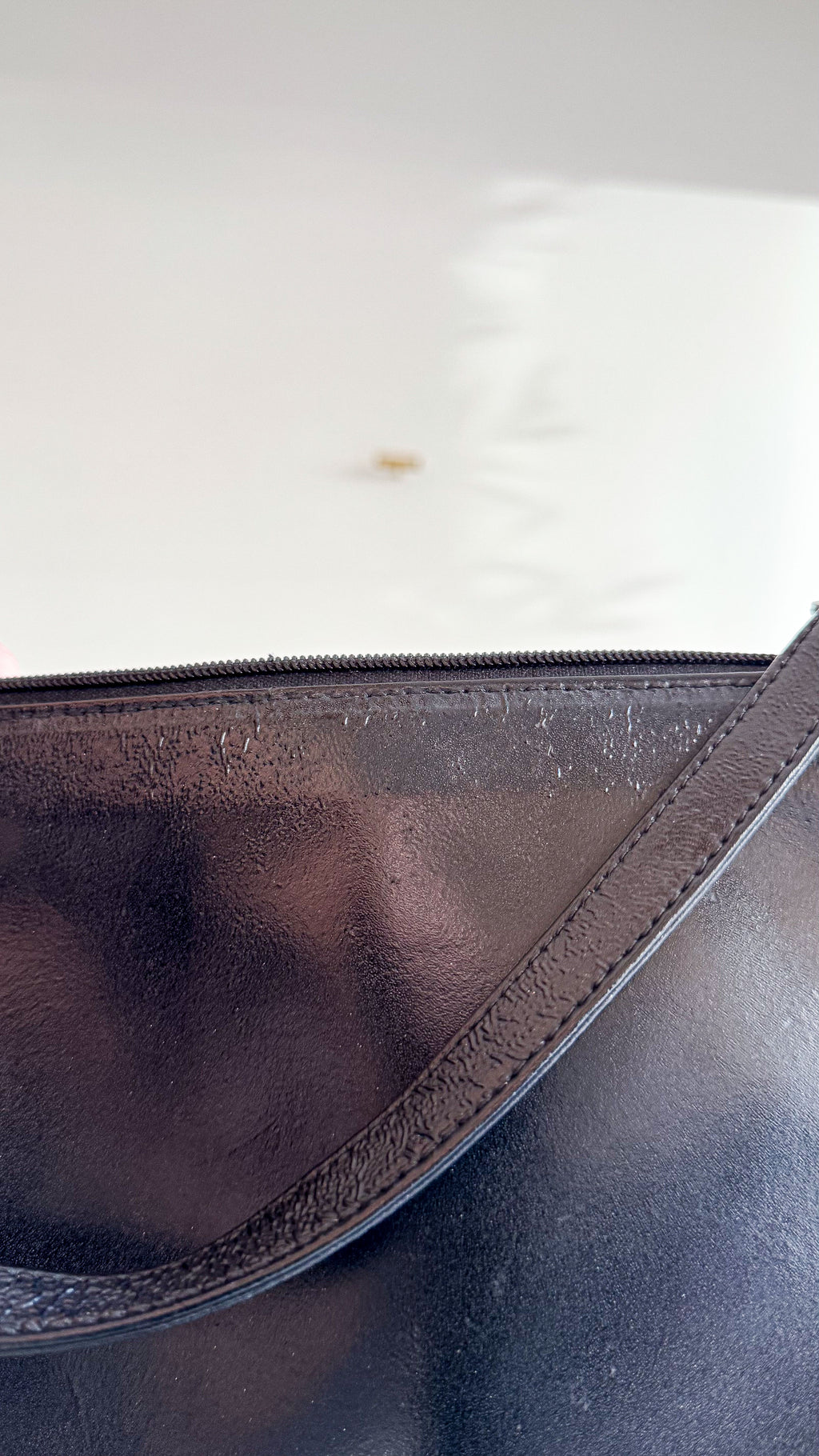 Sac baguette cuir noir rayures - La Bagagerie