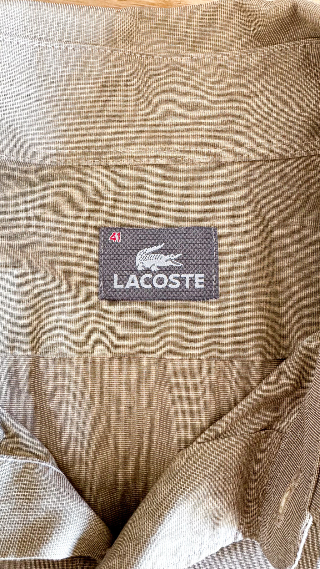 Chemise Lacoste homme beige taille 41 L coton