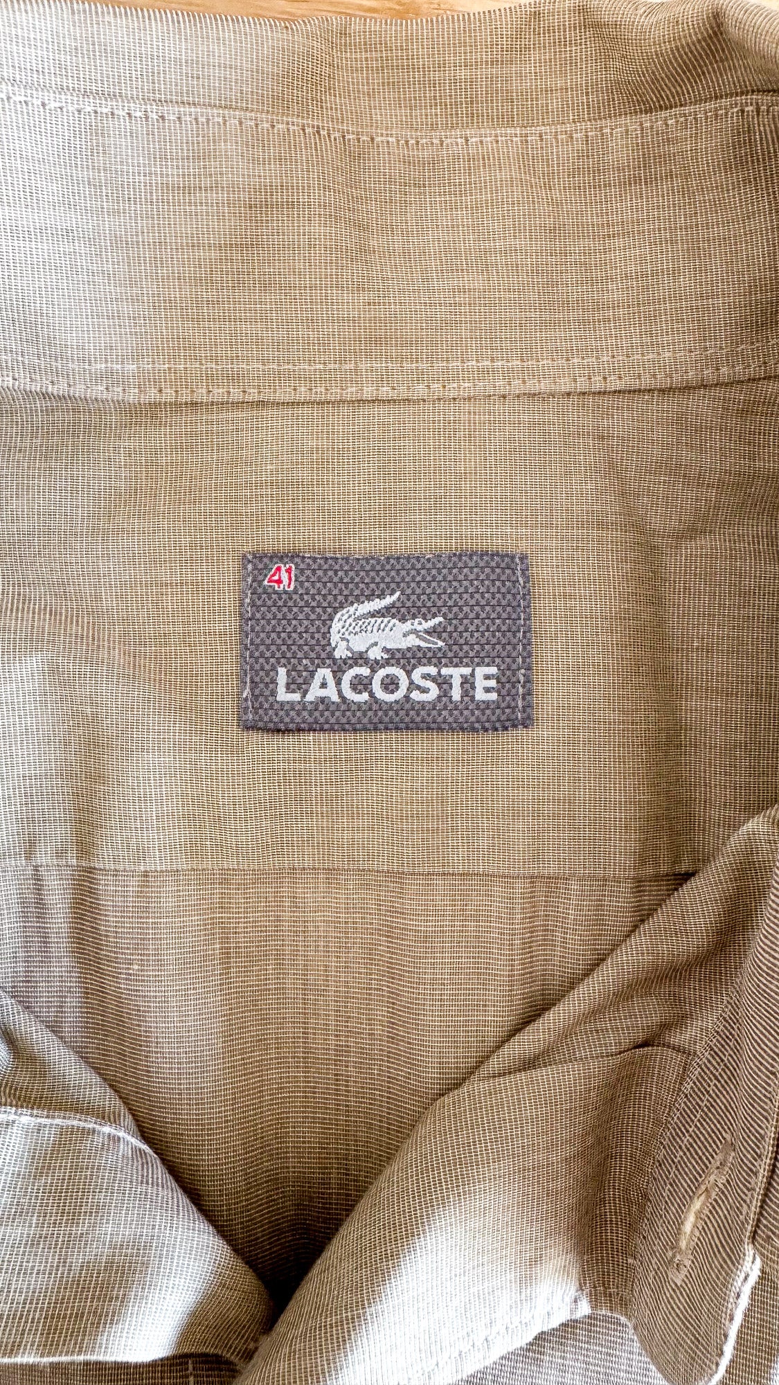 Chemise Lacoste homme beige taille 41 L coton