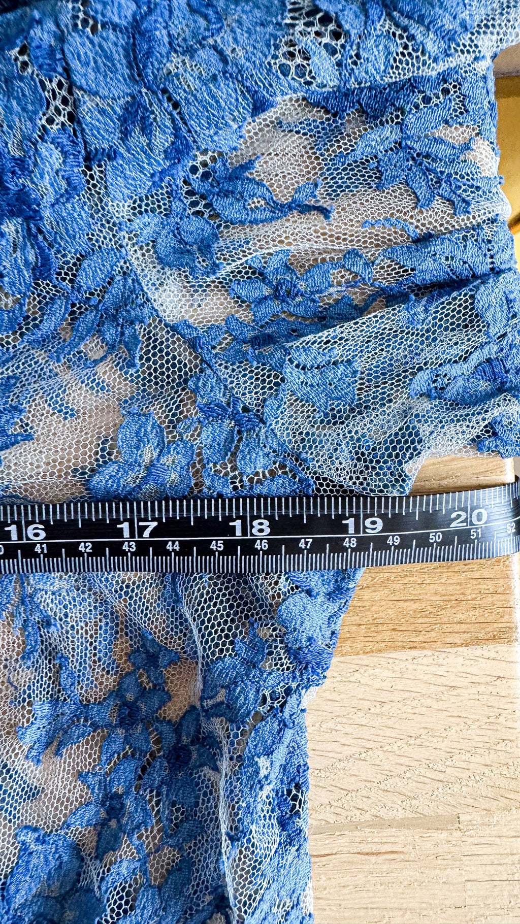 Chemisier dentelle Claude Hamaide bleu vintage S/M