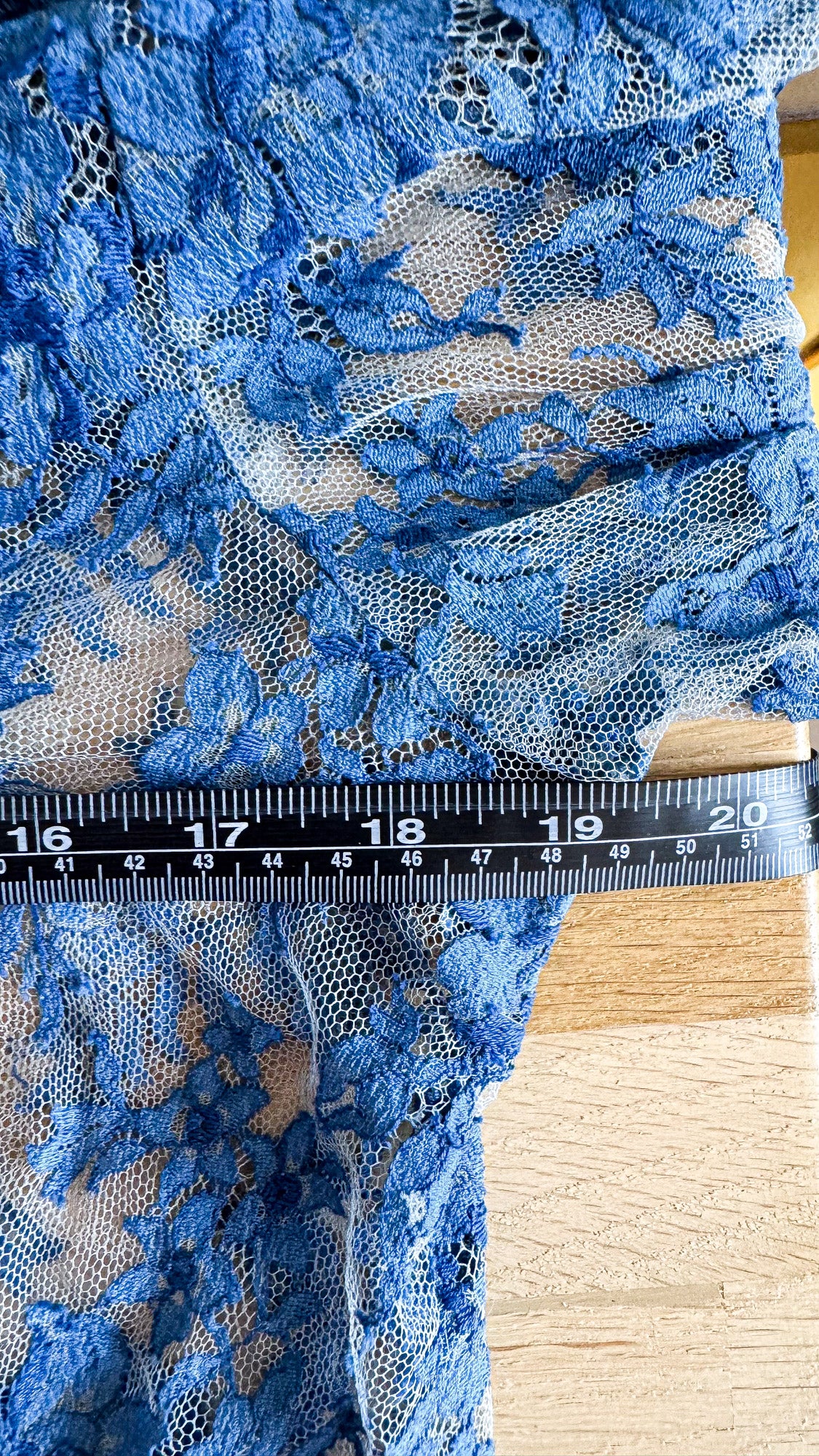 Chemisier dentelle Claude Hamaide bleu vintage S/M