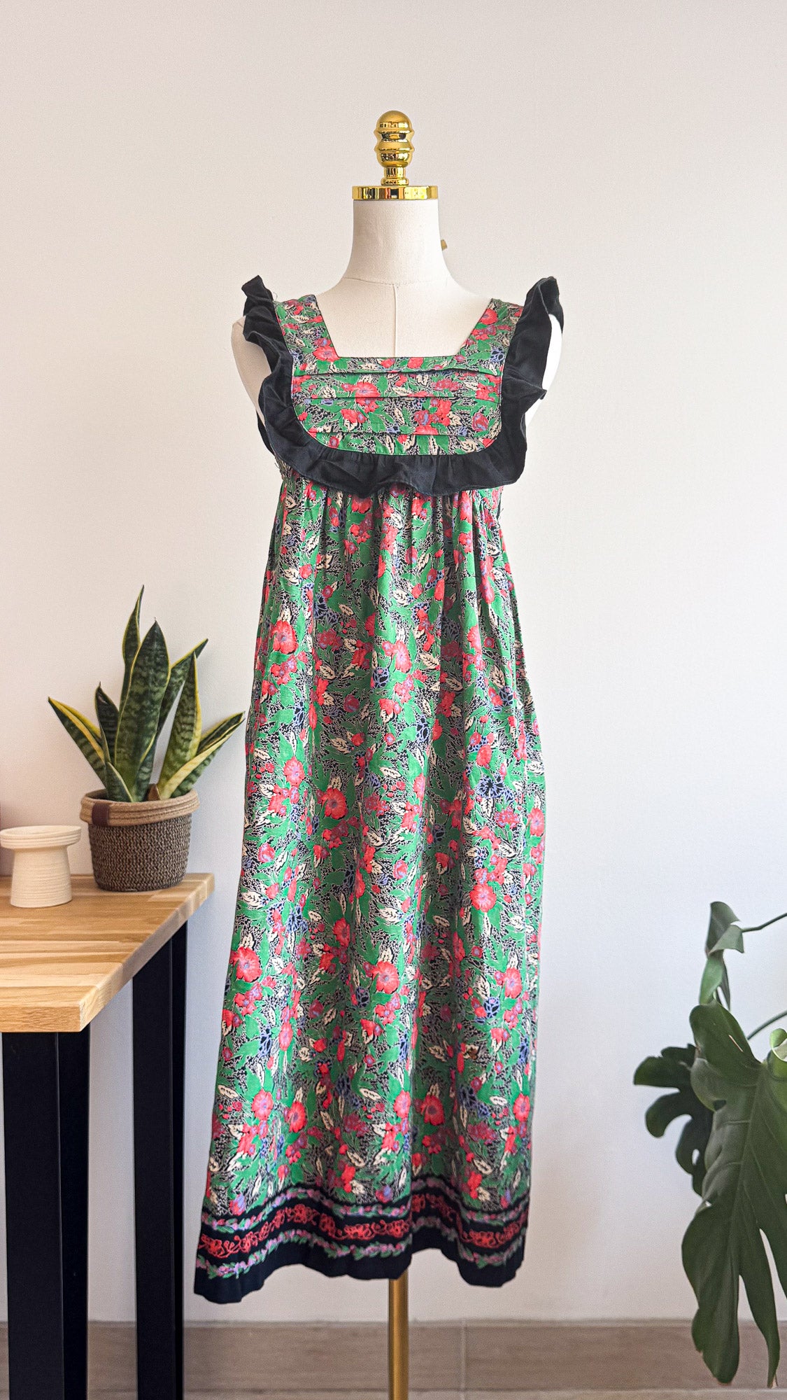 Robe longue fleurie vintage bohème XS/34