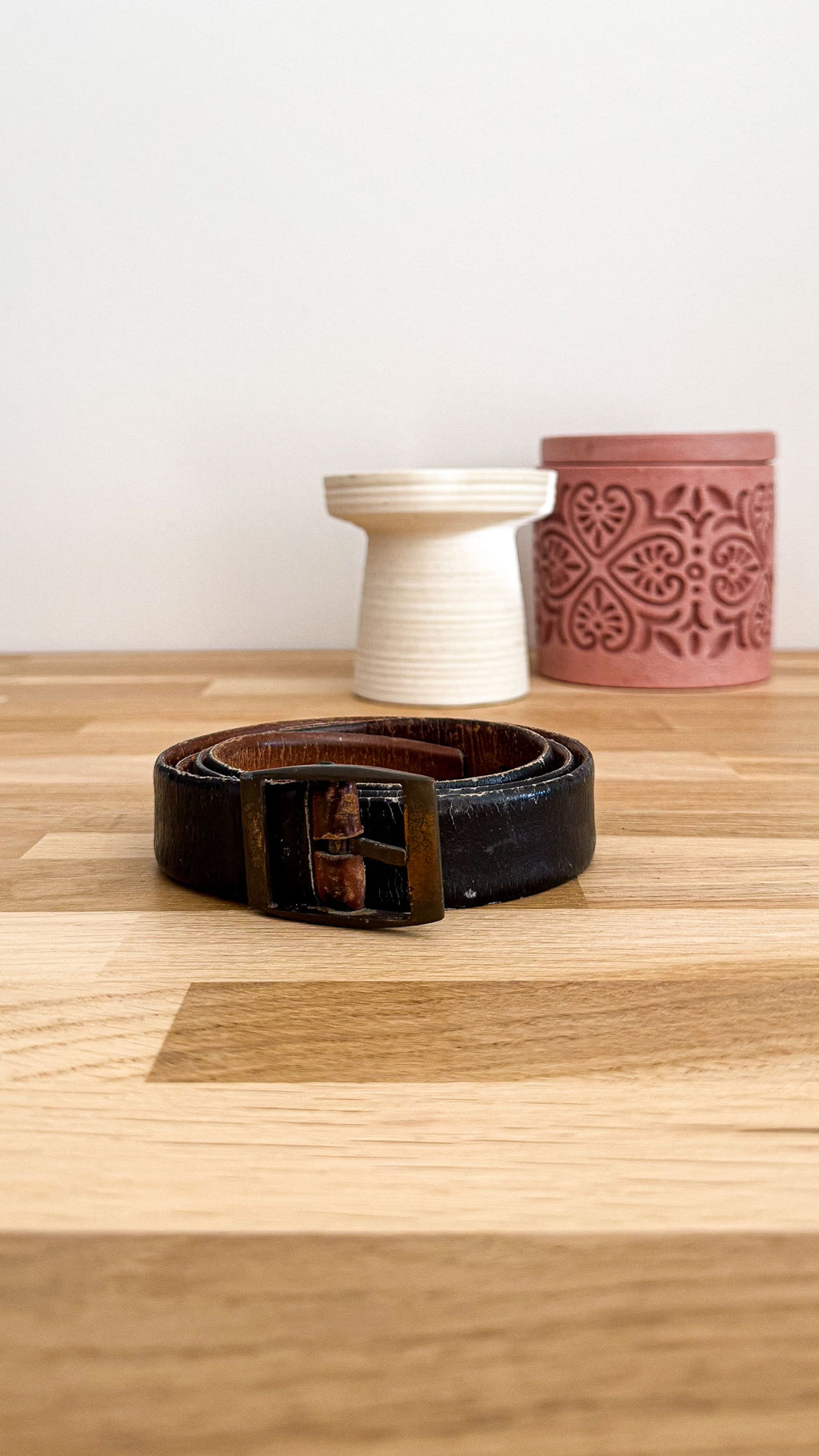 Ceinture réversible cuir noir marron vintage 96cm