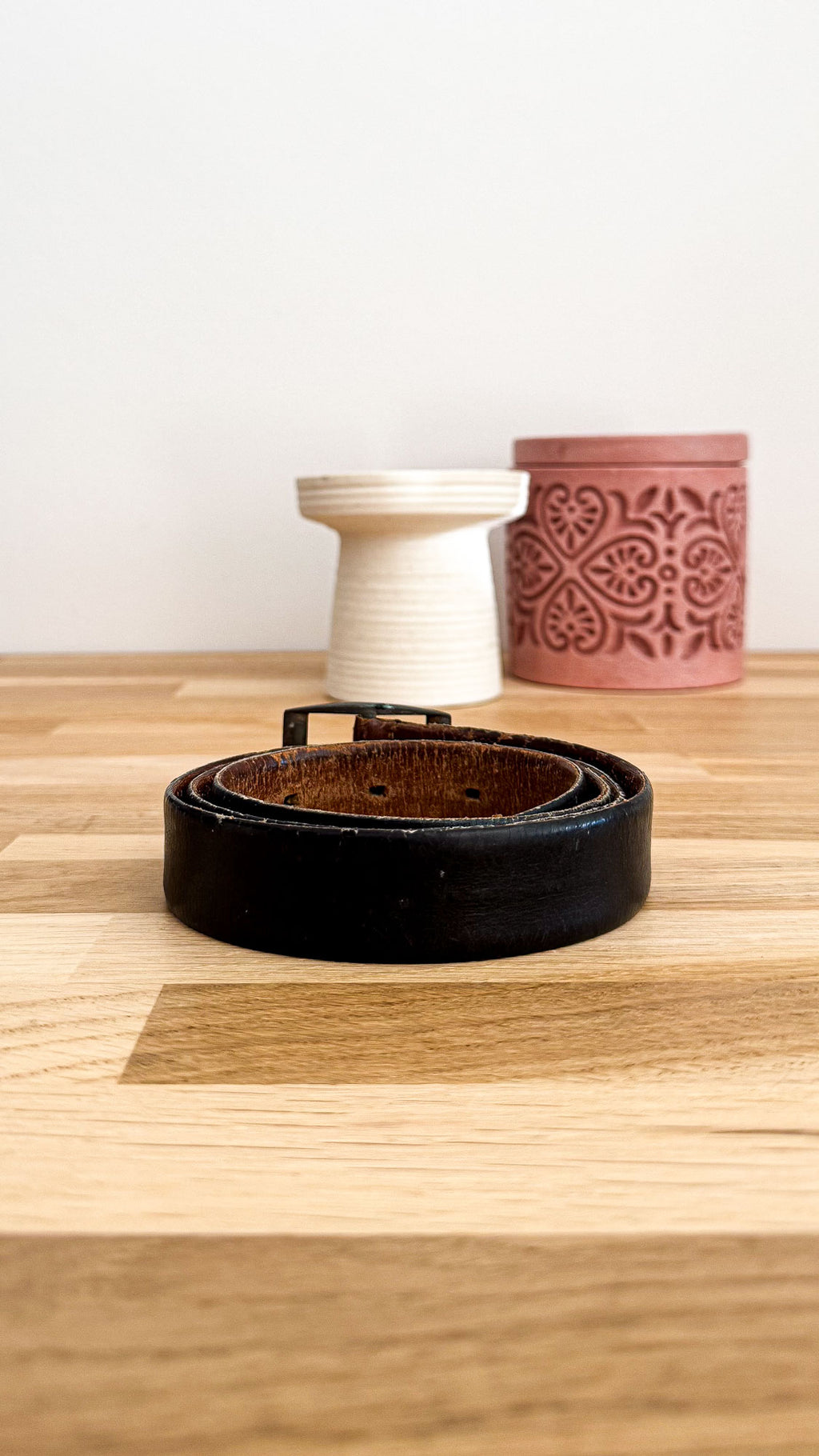 Ceinture réversible cuir noir marron vintage 96cm