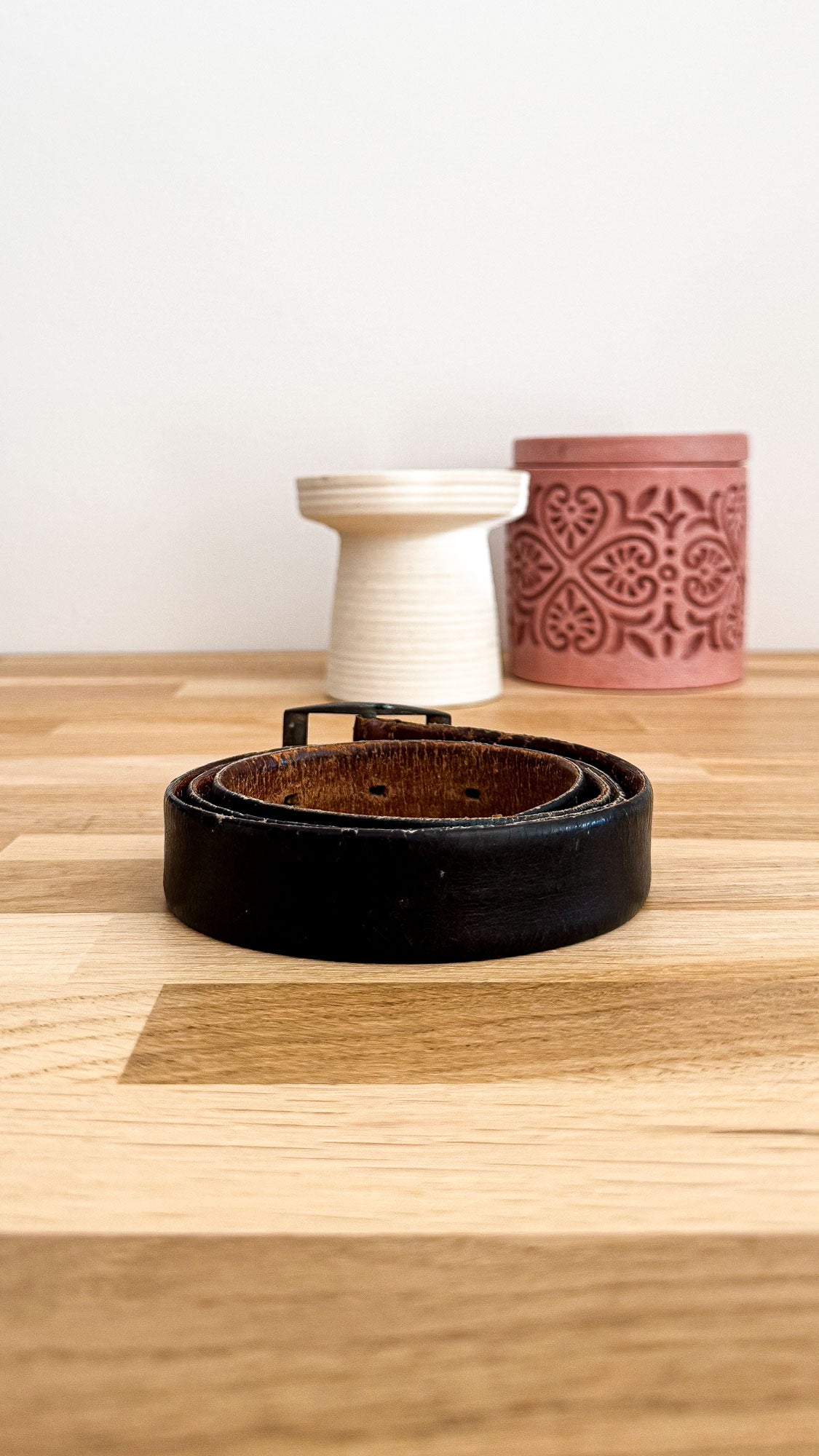 Ceinture réversible cuir noir marron vintage 96cm
